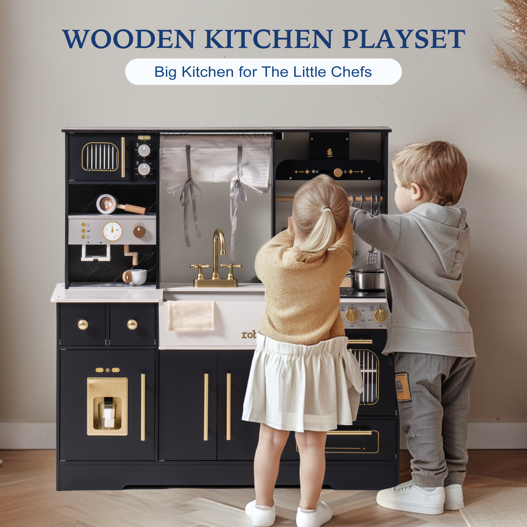 ROBUD Modern Play Kitchen for Kids - White
