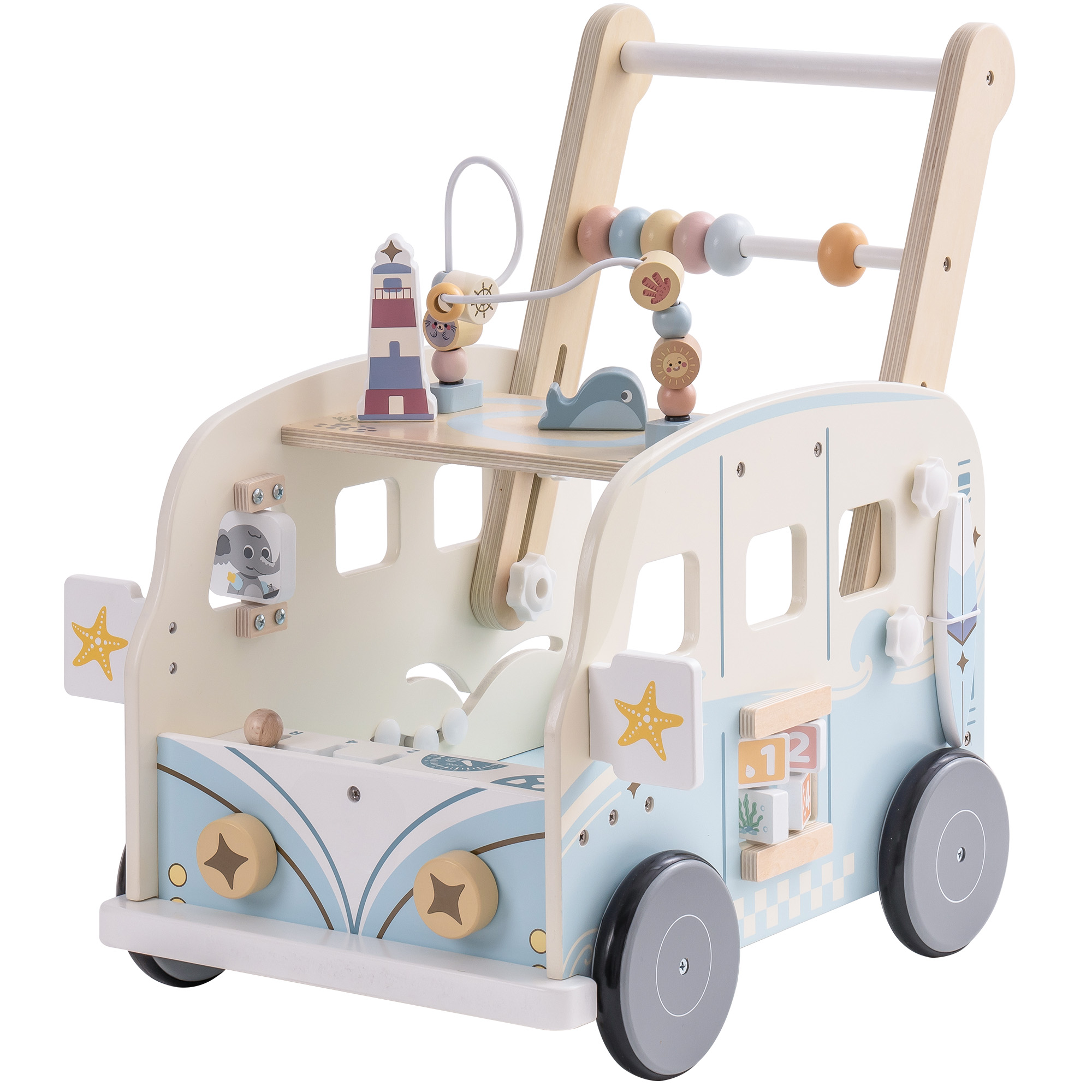 ROBUD Wooden Baby Push Walker - Vacaction Bus