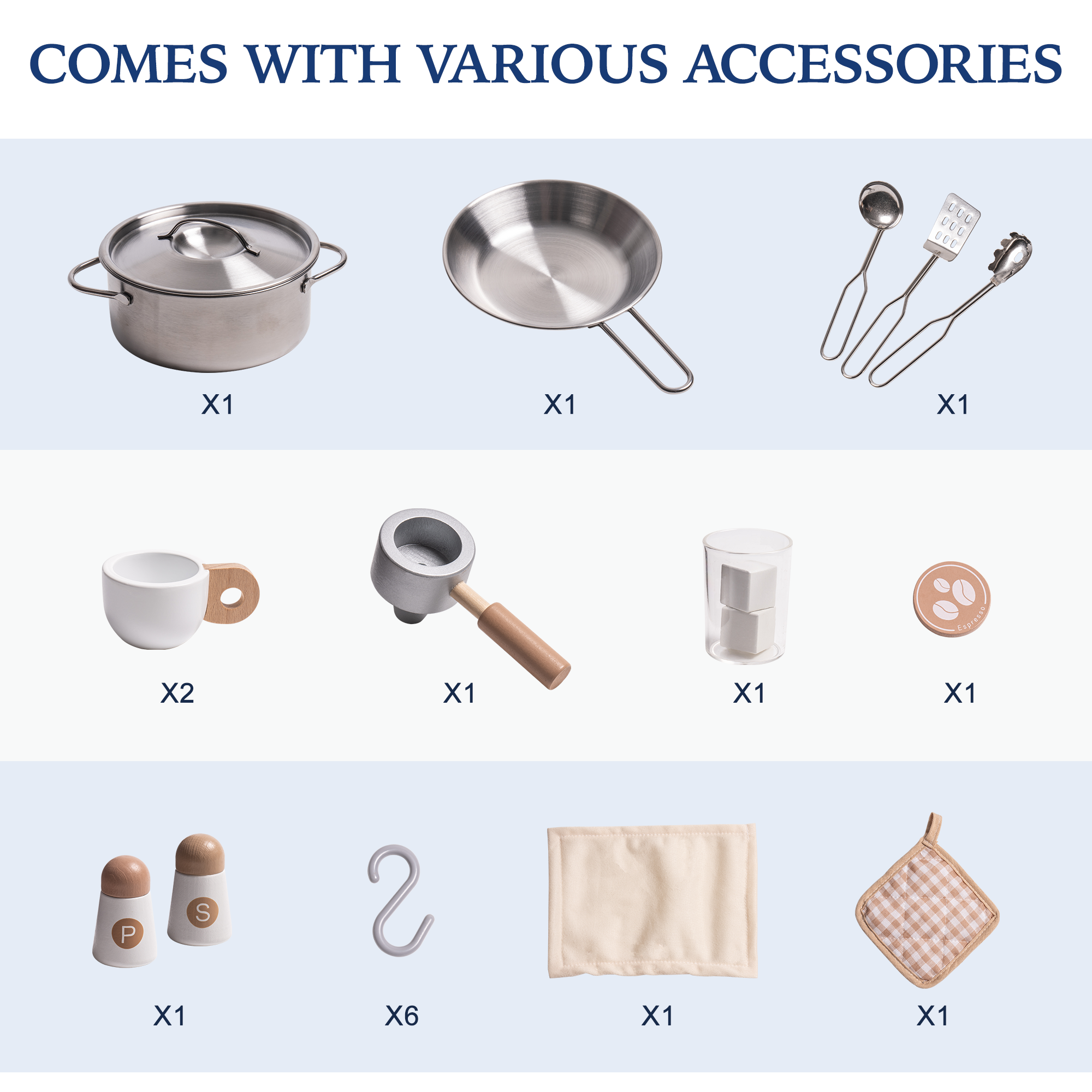 ROBUD Modern Play Kitchen for Kids - White