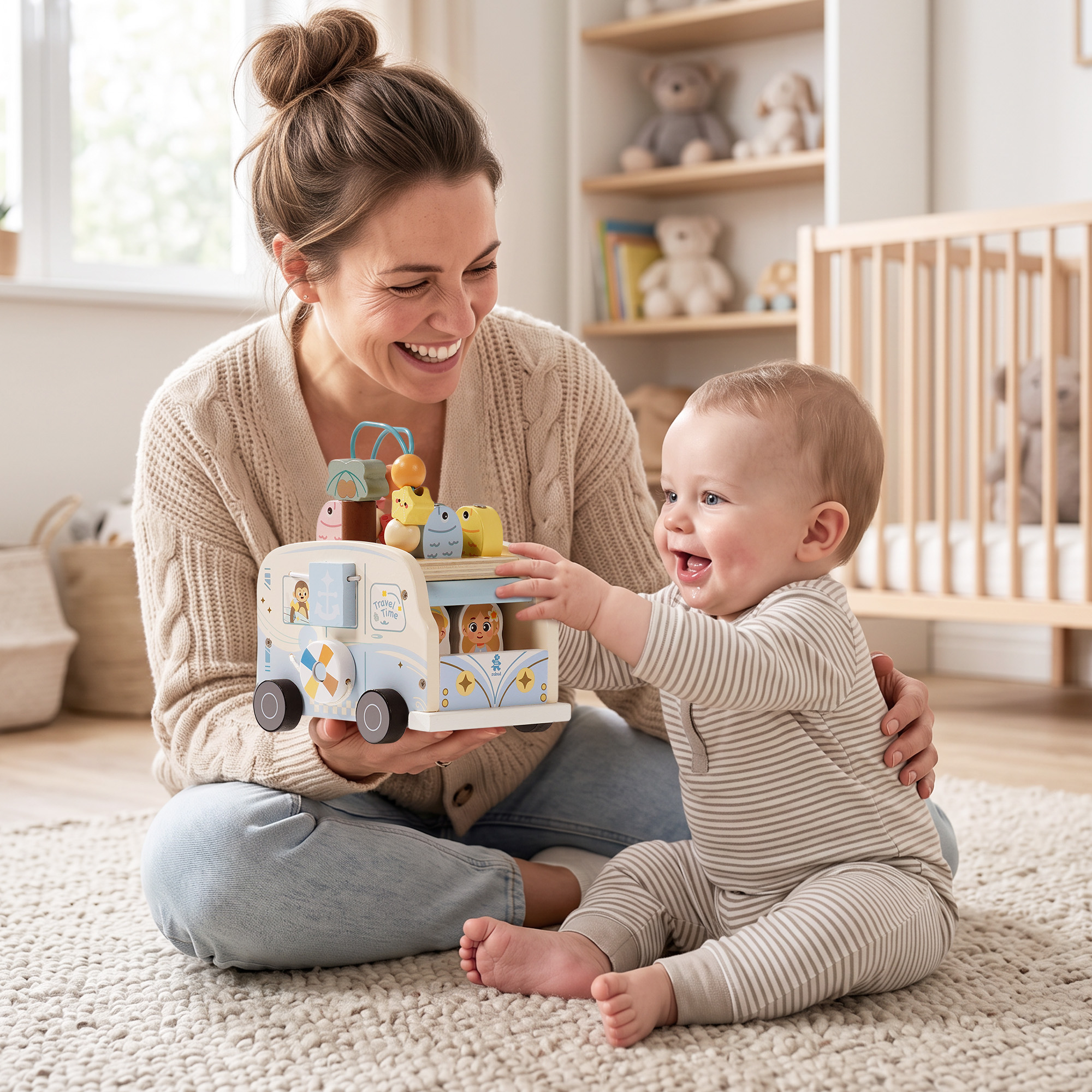 ROBUD Wooden Bus Activity Cube