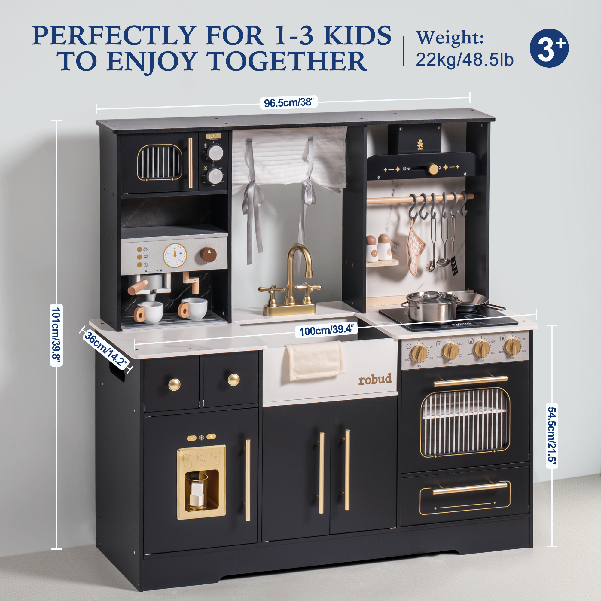 ROBUD Mordern Large Kitchen Play Set for Children with Oven, Ice