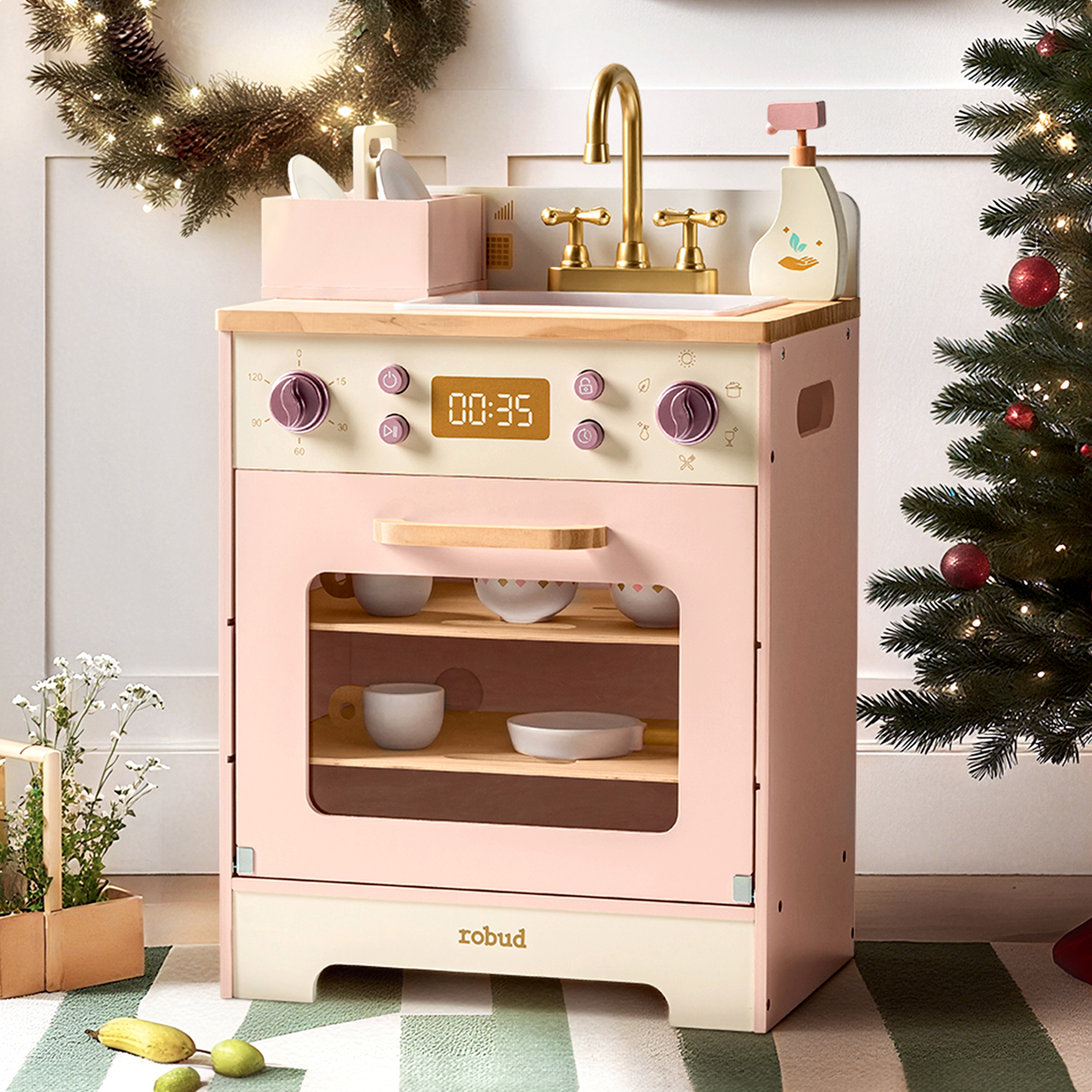 ROBUD Wooden Pink Dishwasher