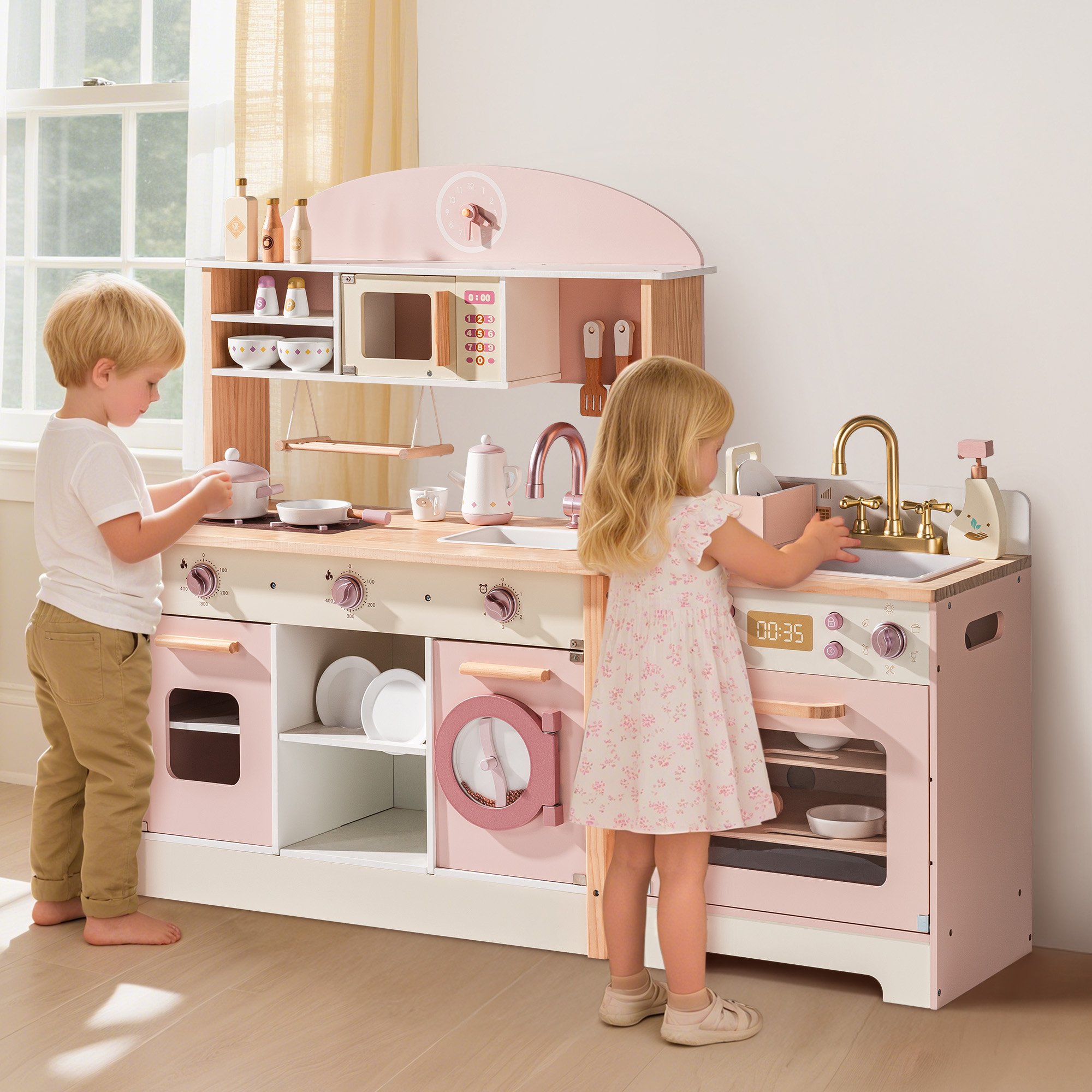 Robud Wooden Kids Kitchen PlaySet Seris -Pink