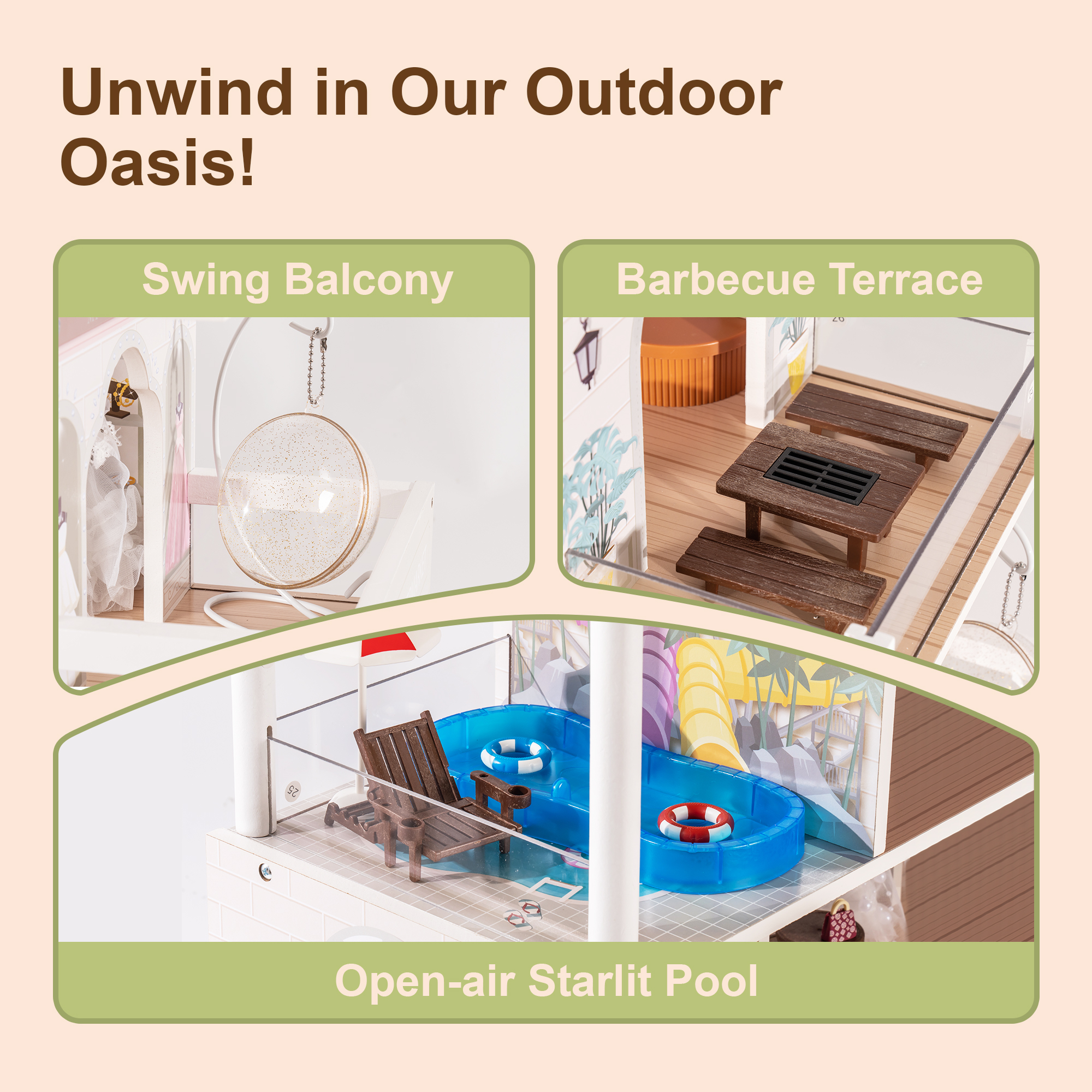 ROBUD Wooden Dollhouse - Fashion Shopping Mall