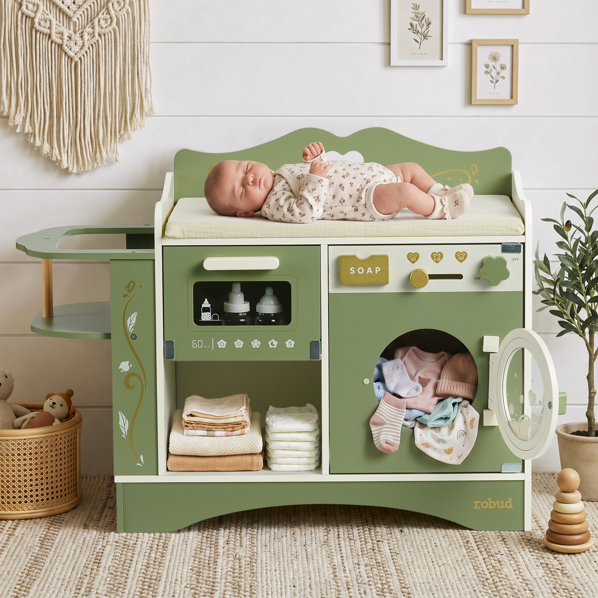 ROBUD 6-in-1 Baby Doll Changing Table - Green