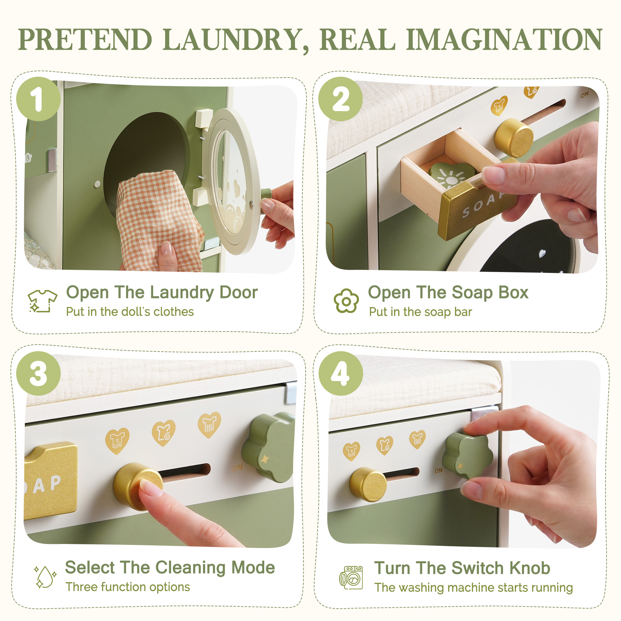 ROBUD 6-in-1 Baby Doll Changing Table - Green
