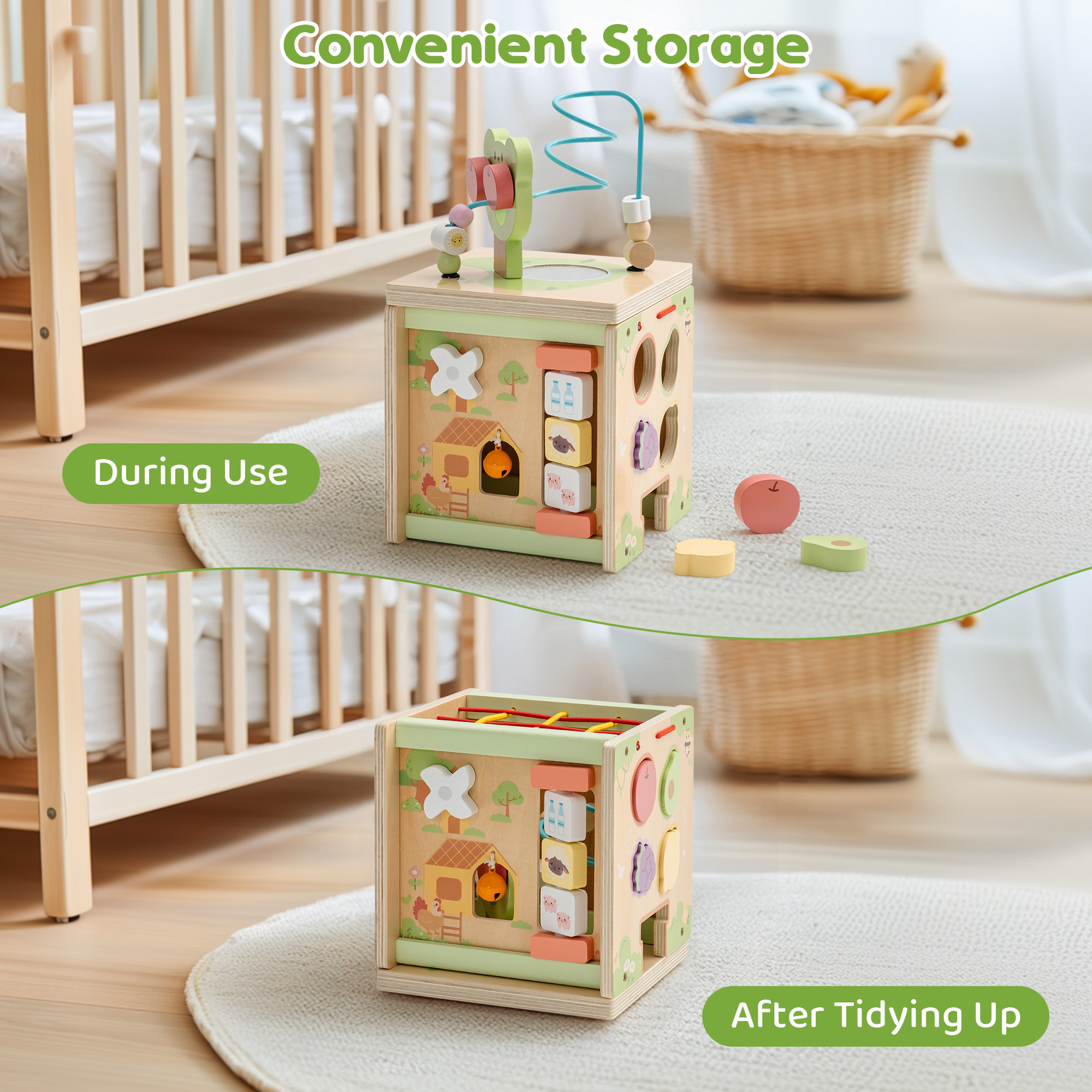 ROBUD Wooden Activity Cube - Little Bear Orchard