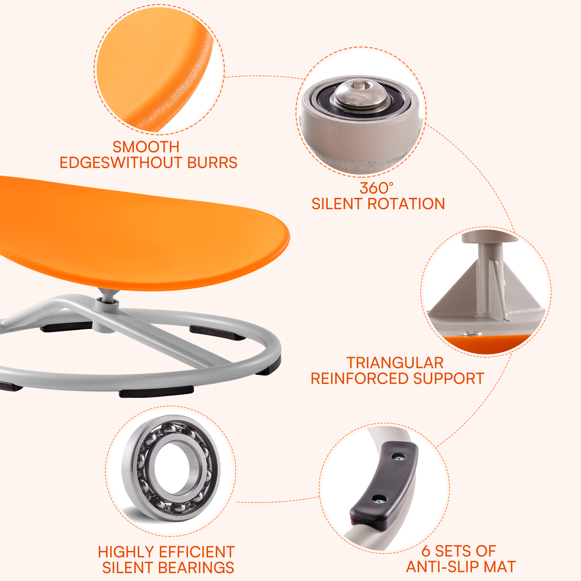 Chaise Pivotante Sensorielle Enfant 360° – Pour Autisme, Développement équilibre Et Coordination – Accoudoirs Sûrs, Antidérapante – Bleu - 12