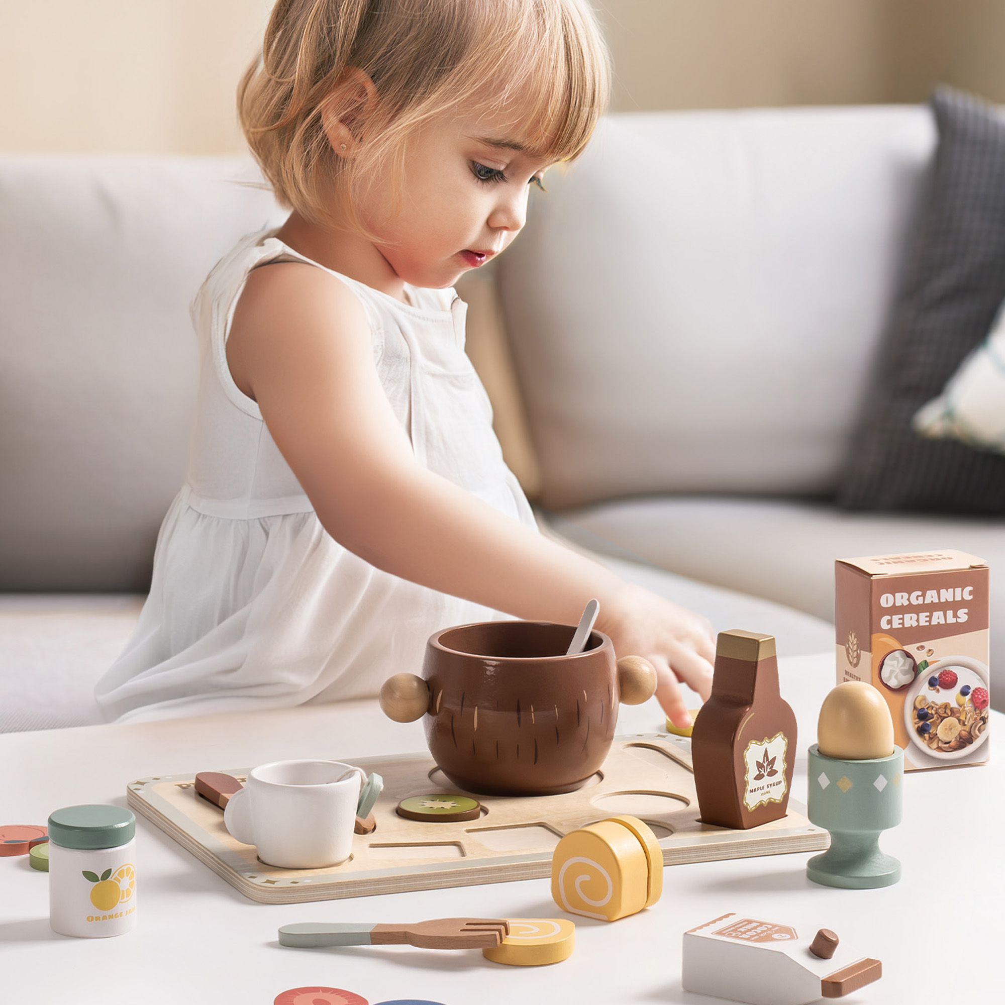 Play Food Sets, Wooden Play Kitchen Accessories Kids Cutting Pretend P – Lehoo Castle