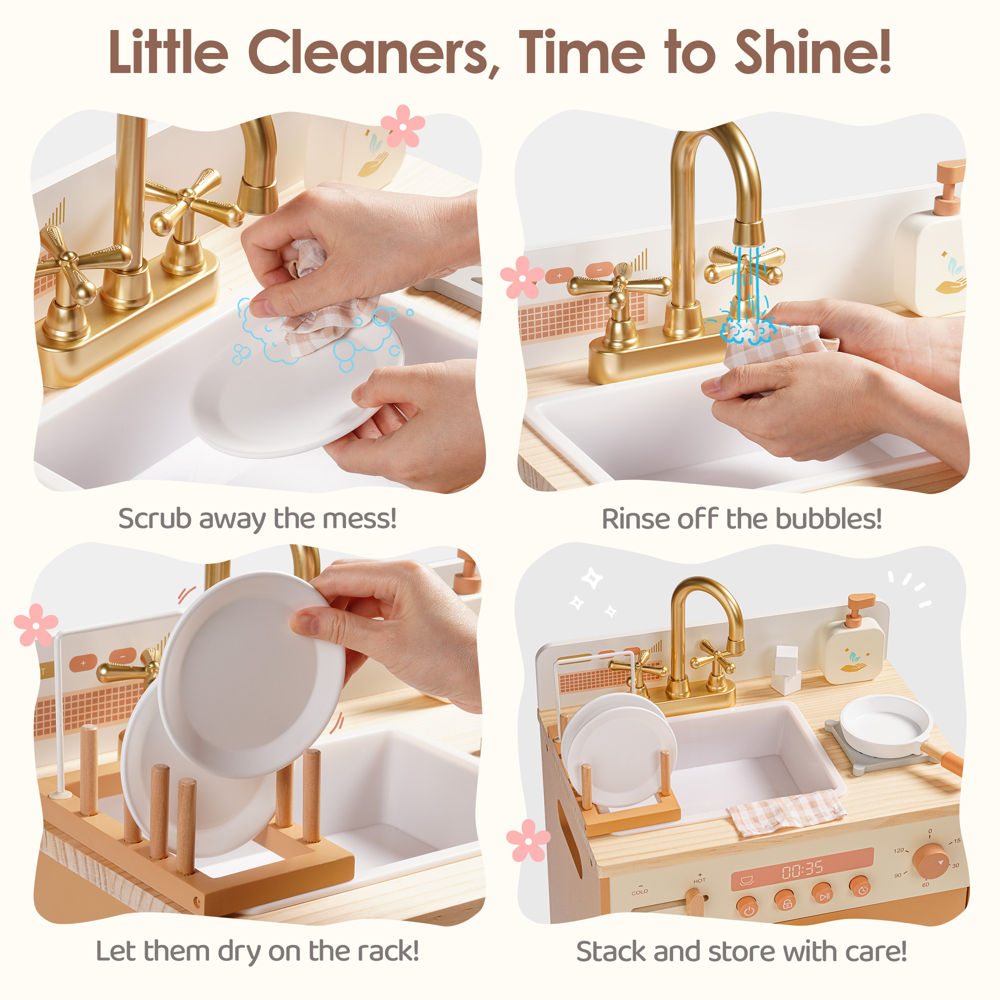 ROBUD Wooden Caramel Dishwasher