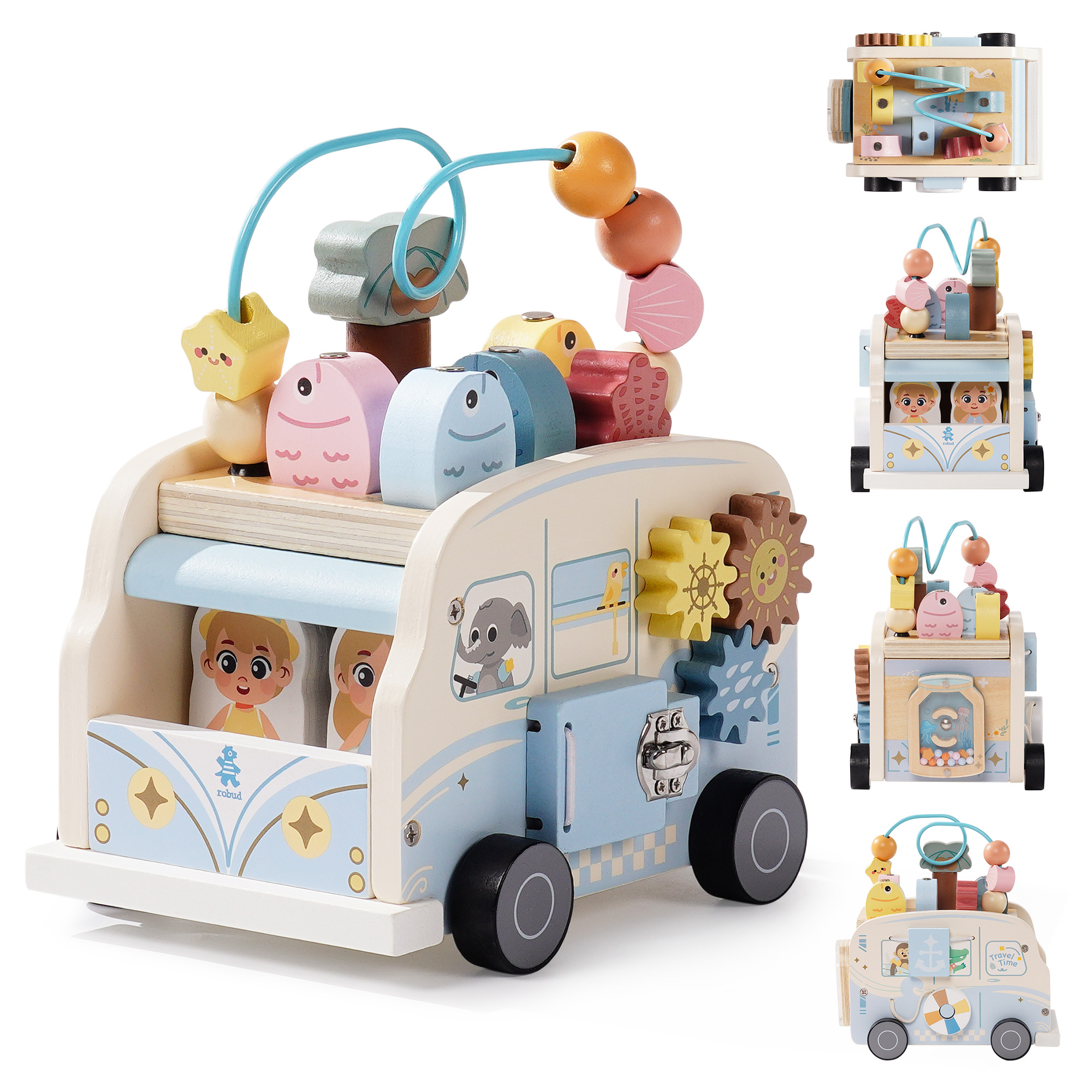 ROBUD Wooden Bus Activity Cube