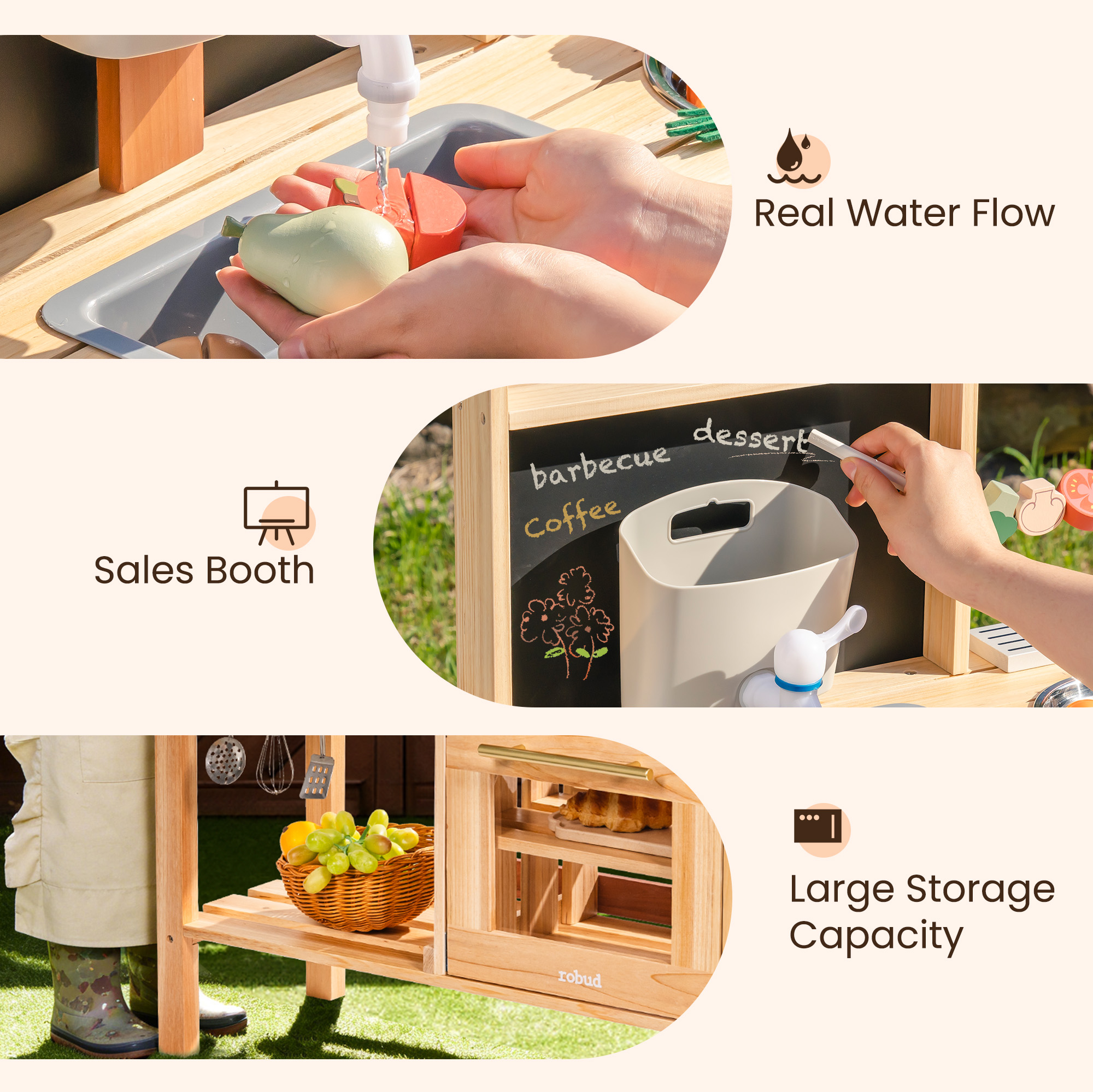 ROBUD Mud Kitchen for Kids Outdoor