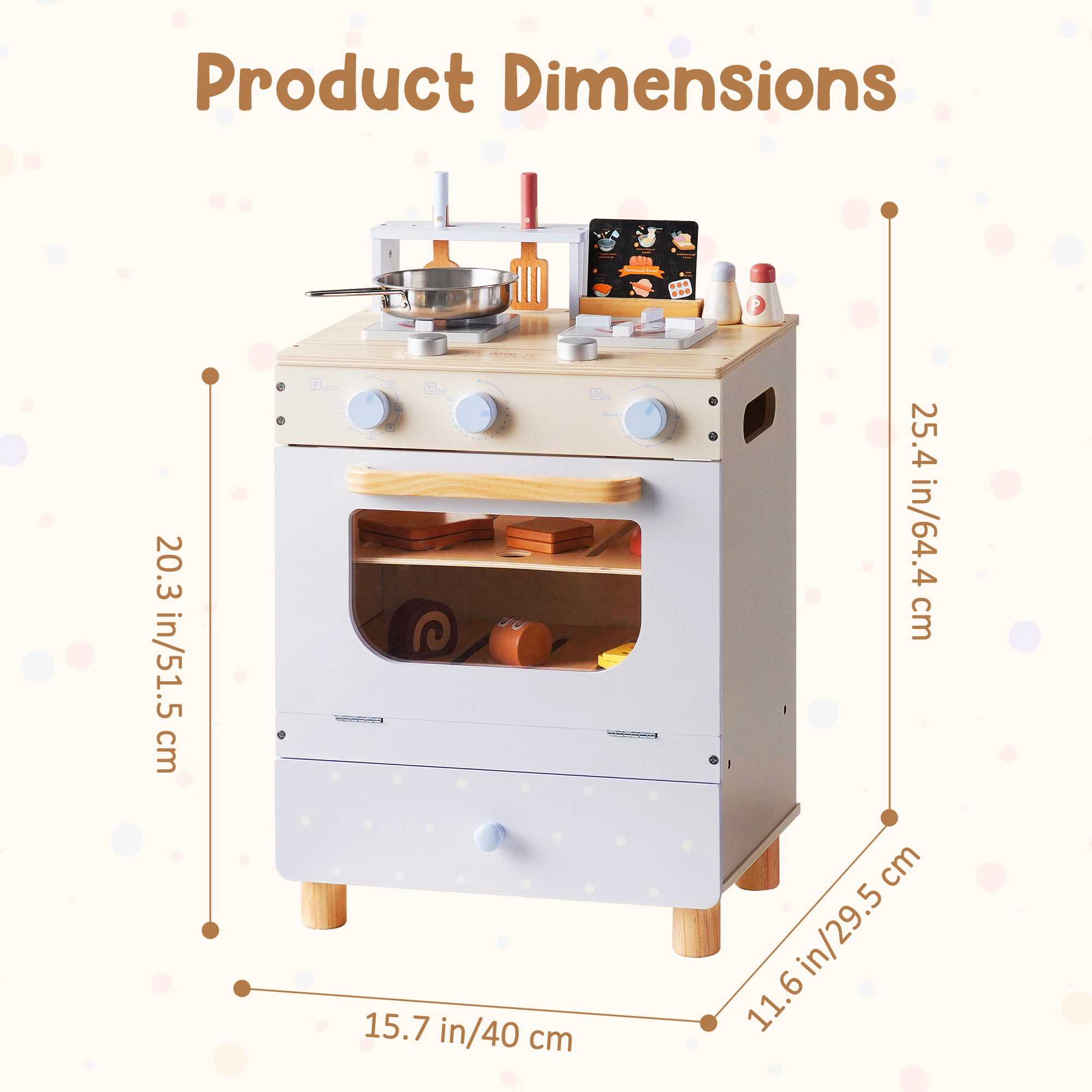 ROBUD Wooden Play Kitchen Set with Toy Oven