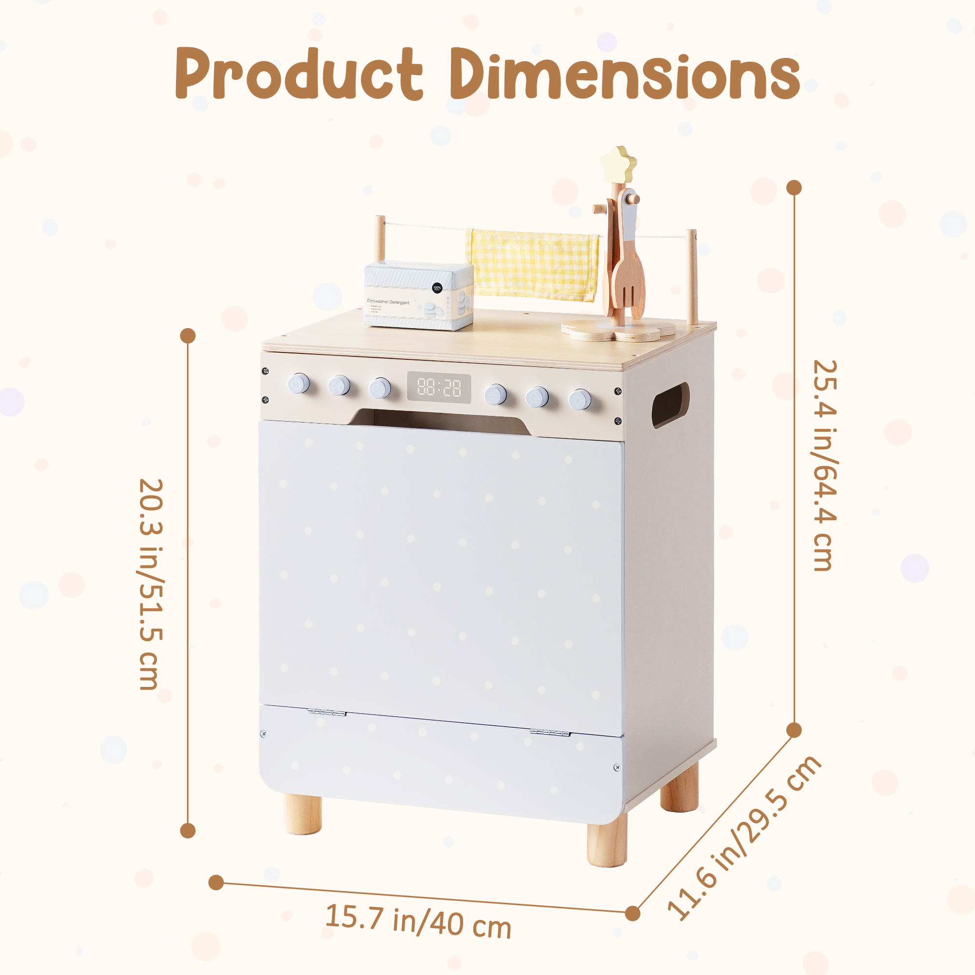 ROBUD Toy Wooden Dishwasher Playset