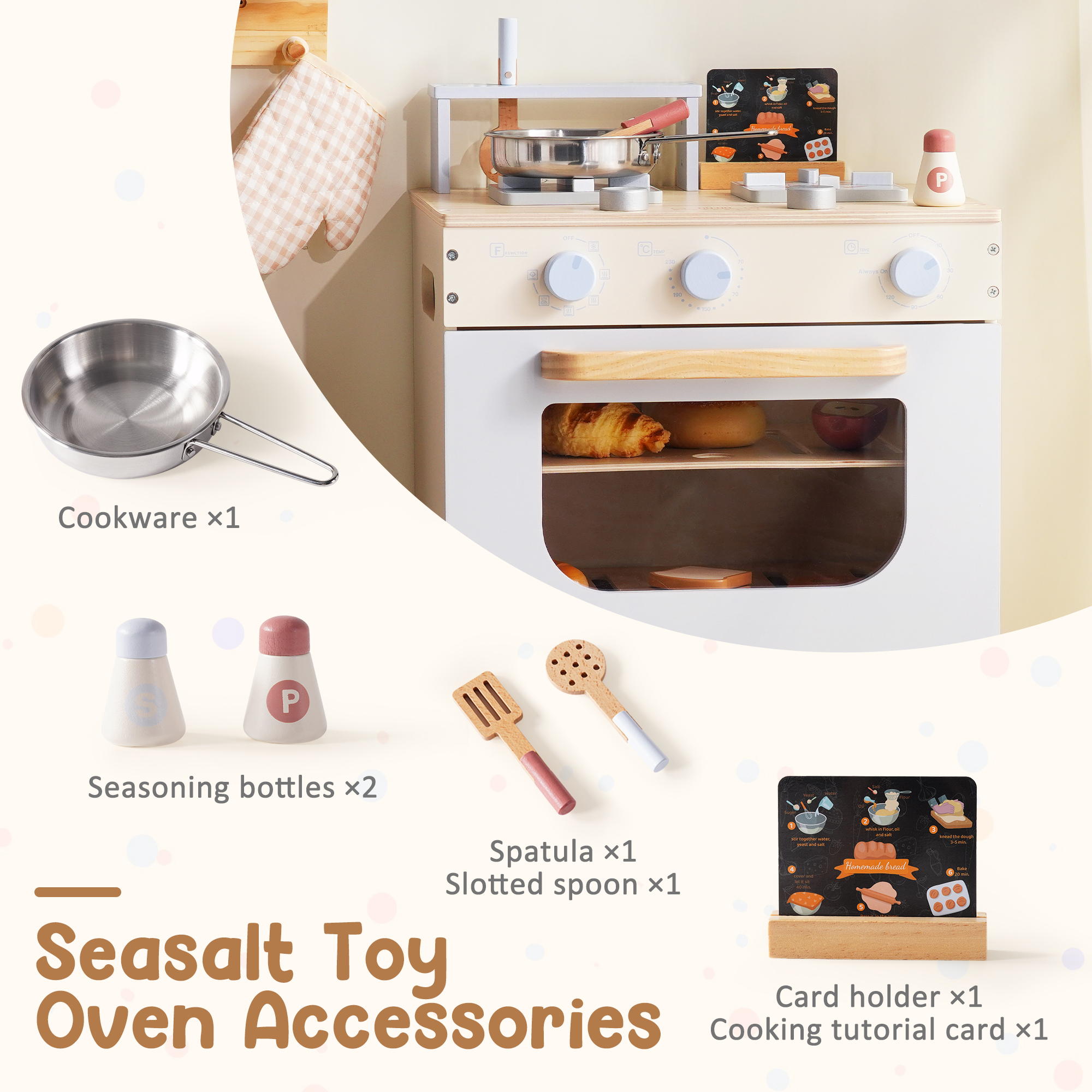 ROBUD Wooden Play Kitchen Set with Toy Oven