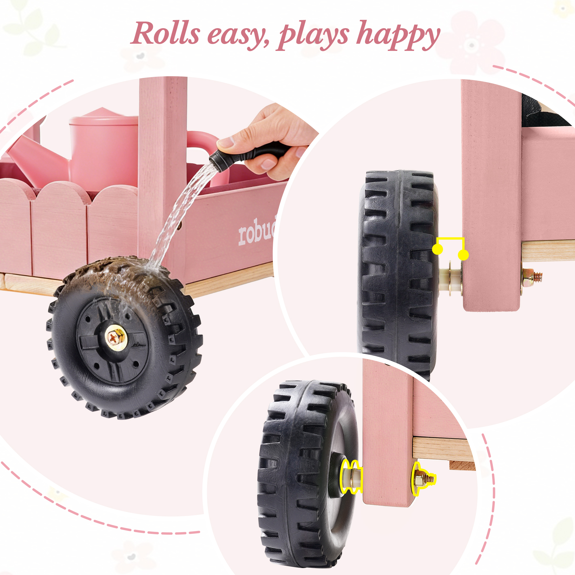 ROBUD Kids Gardening Set with Wooden Trolley