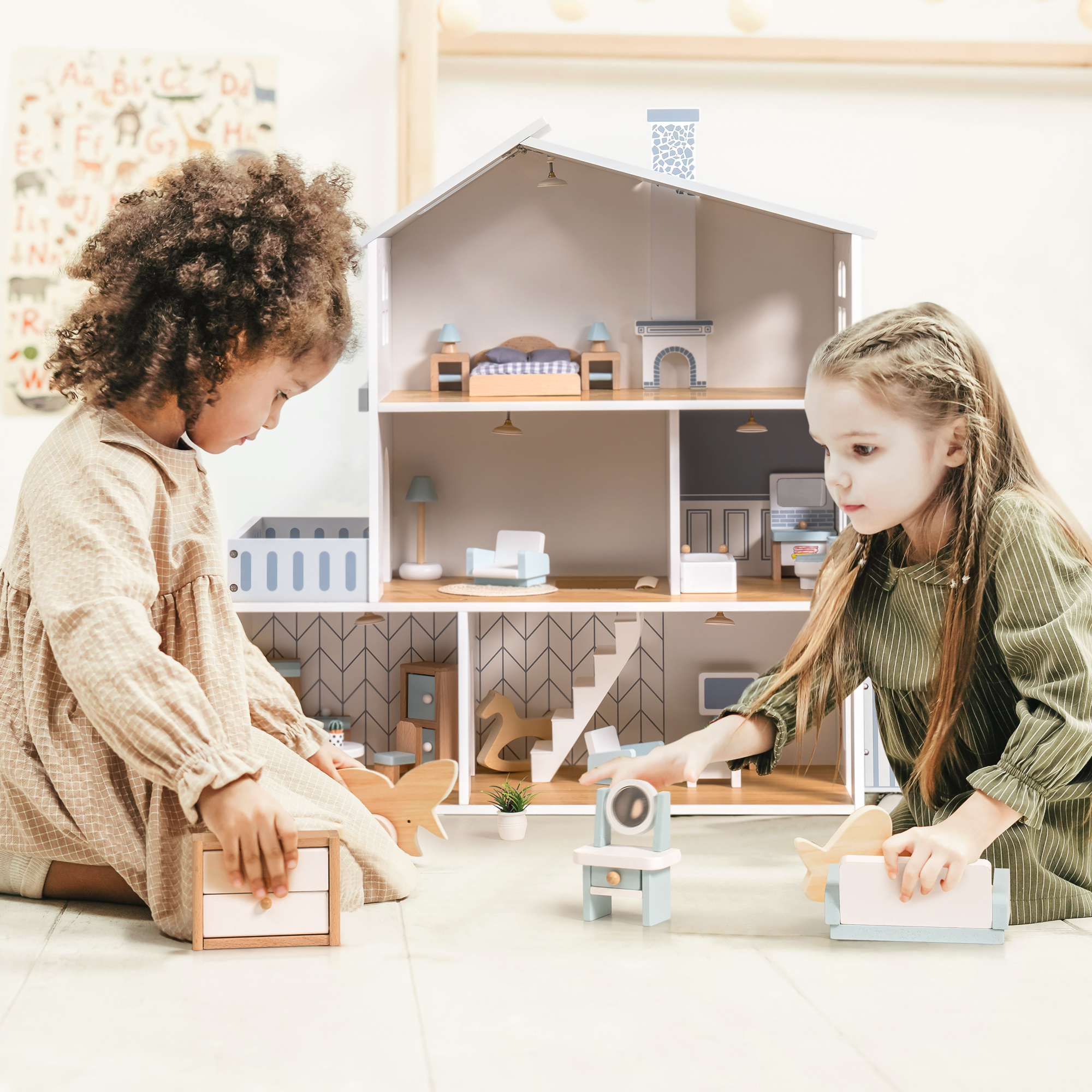 Furniture Dollhouse People Sofie's Wooden Doll House With