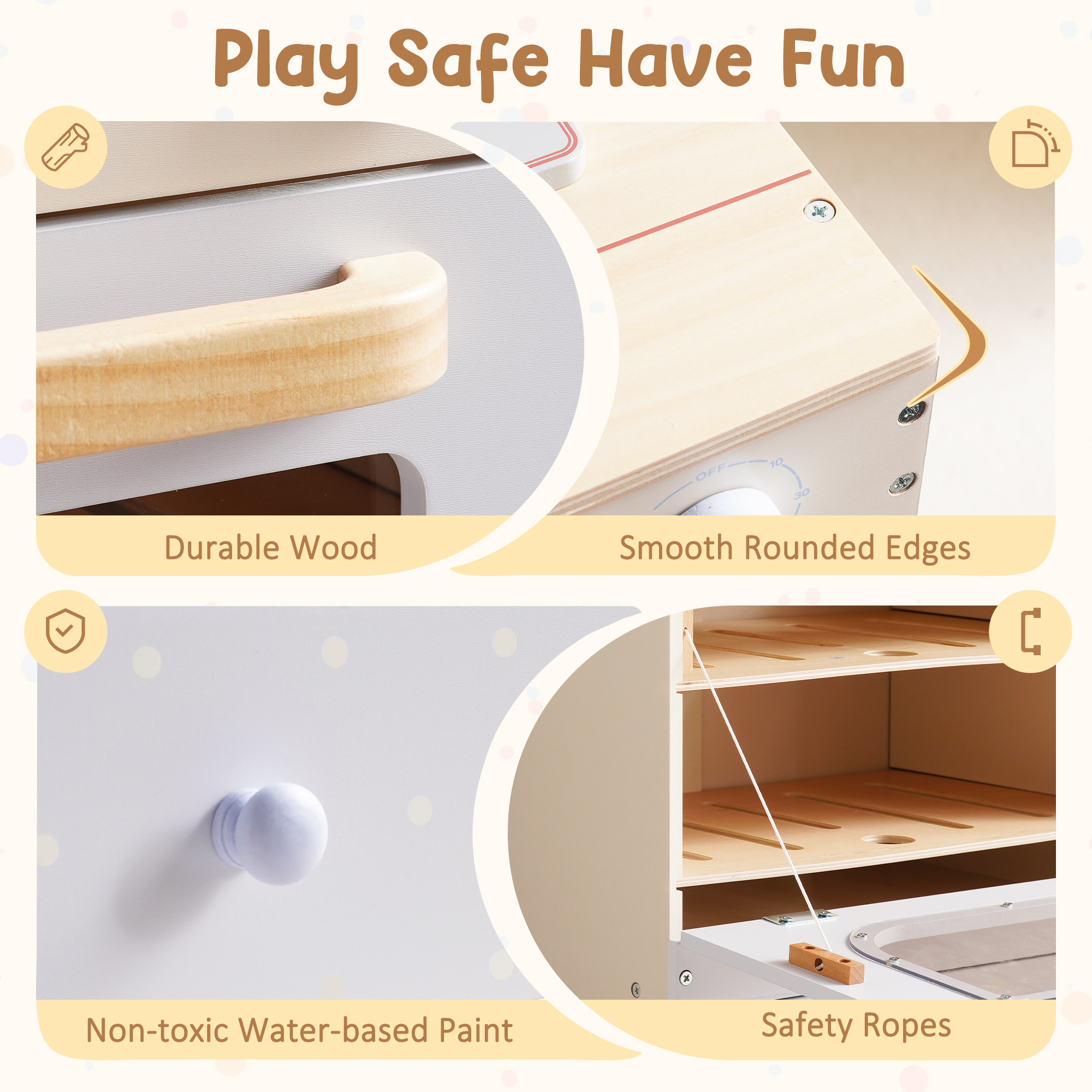 ROBUD Wooden Play Kitchen Set with Toy Oven