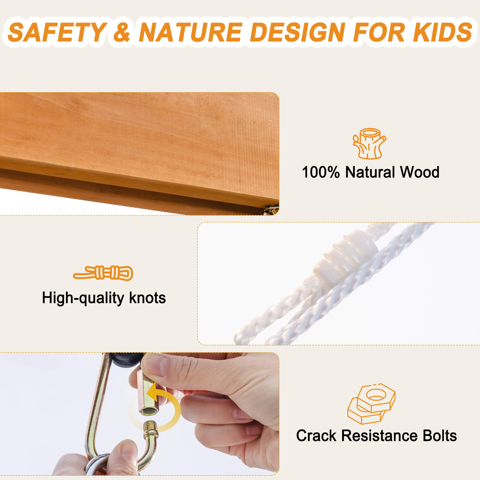 ROBUD Wooden Swing Set with Swings for Kids