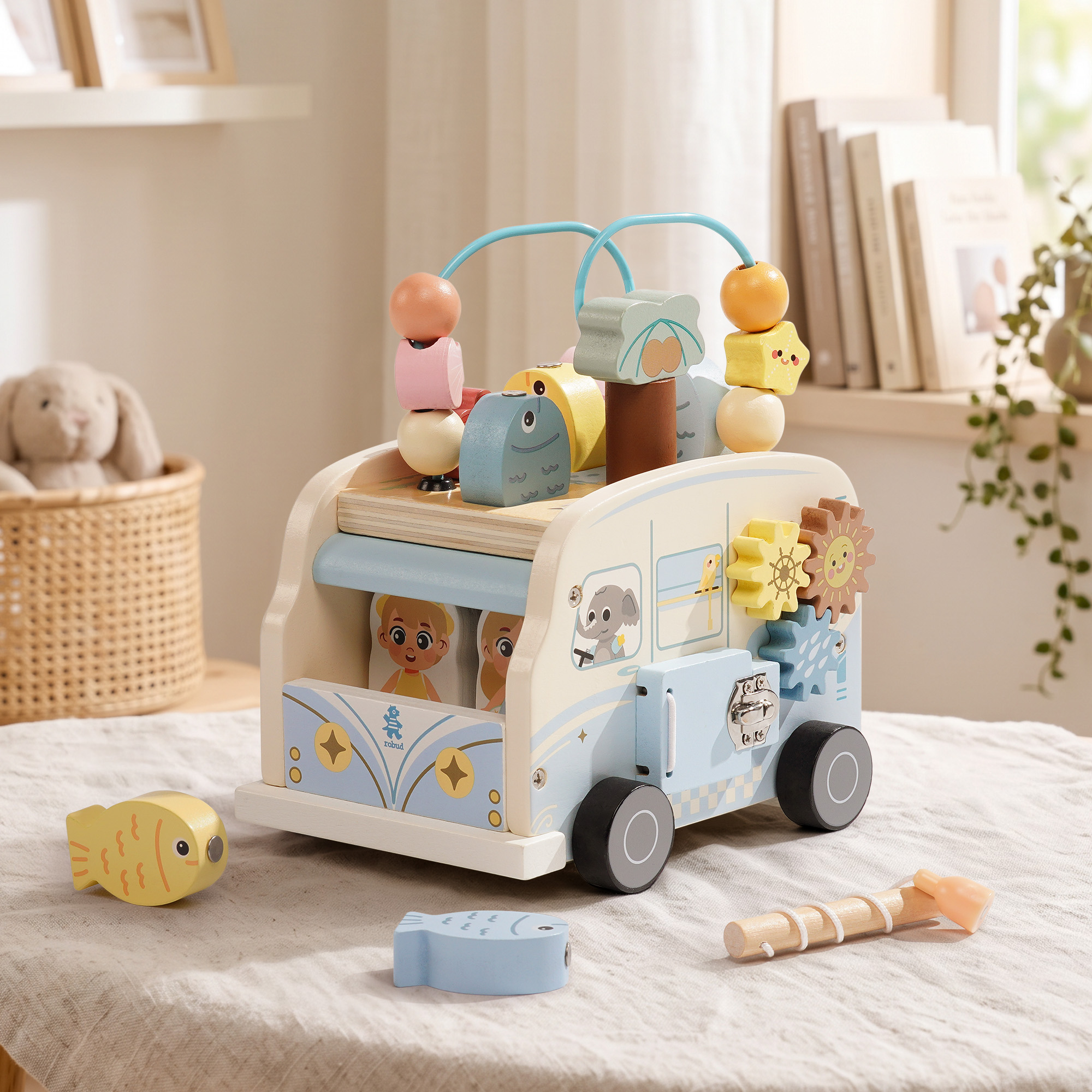 ROBUD Wooden Bus Activity Cube