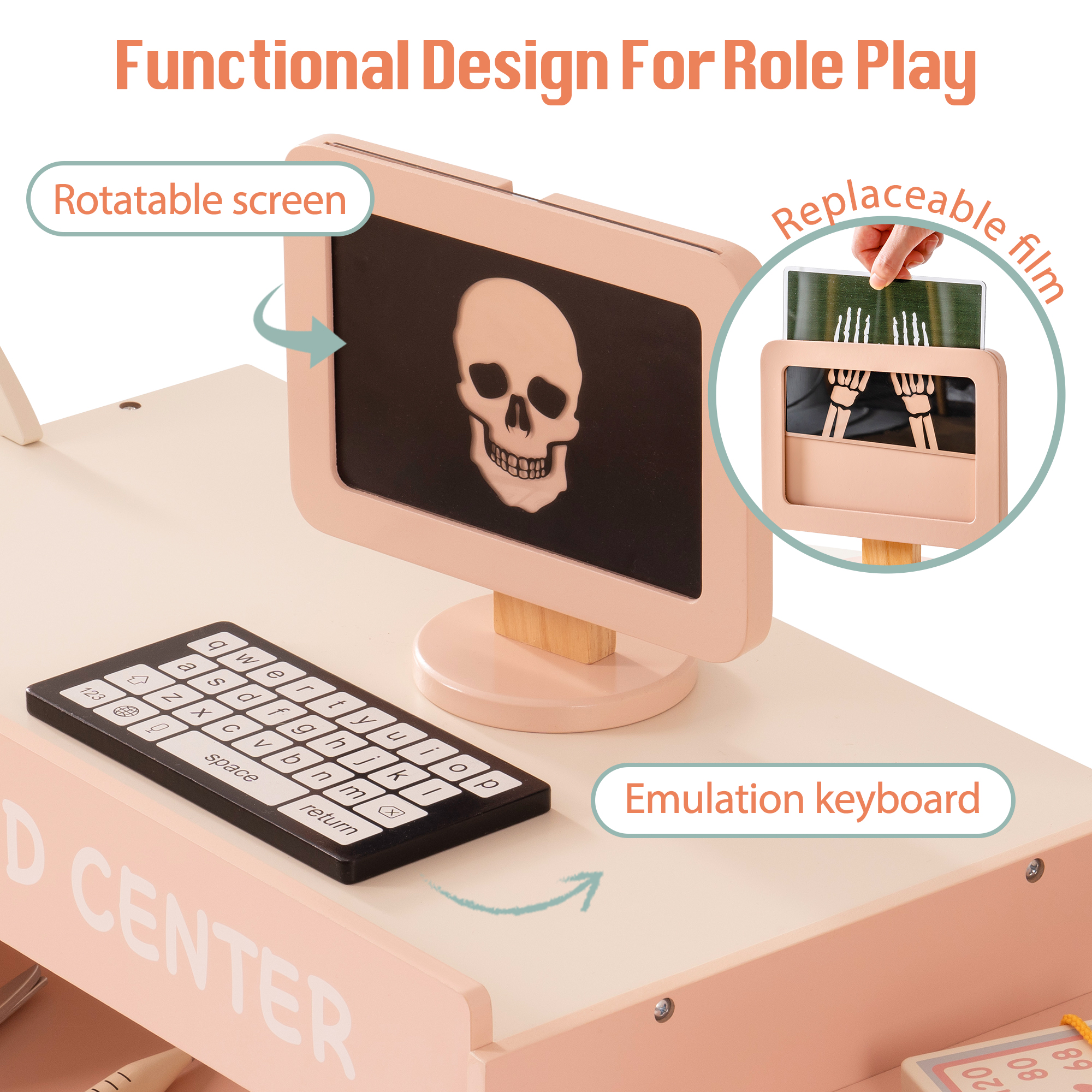 ROBUD Wooden Doctor's Activity Center Toy Set