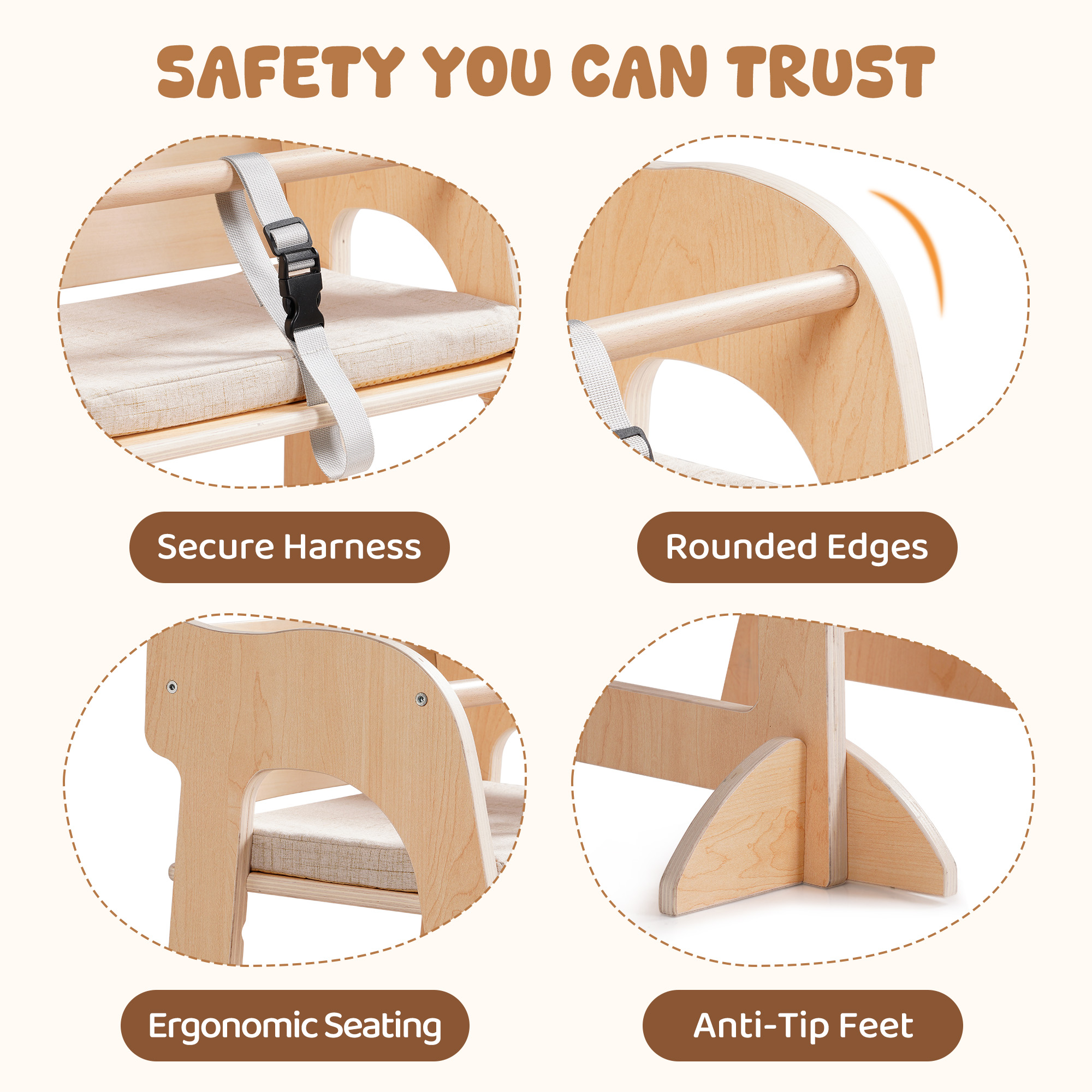 ROBUD Wooden Multifunctional High Chair