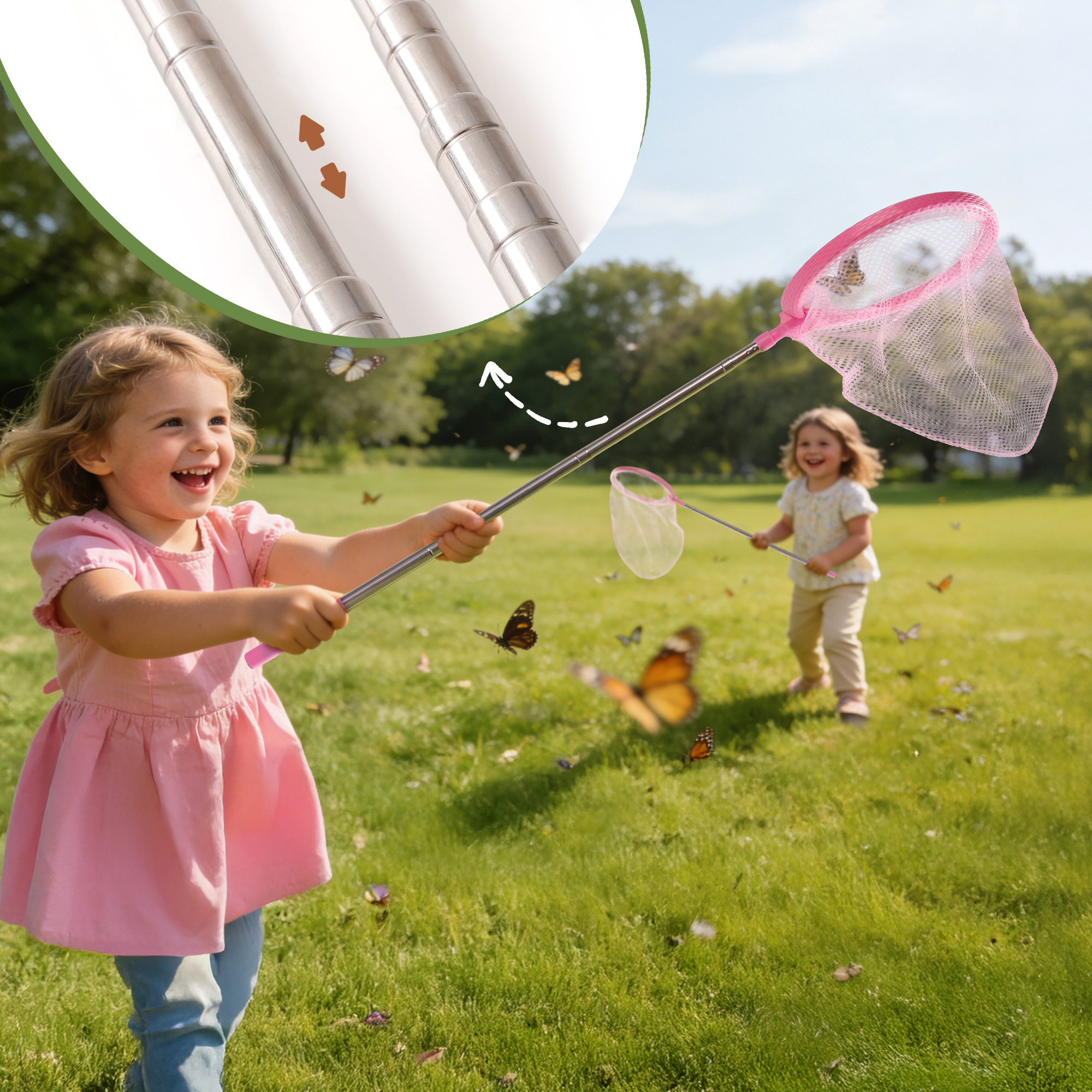 ROBUD Pink Dual Bug Catcher for Kids, Bug Catching Kit with Bag