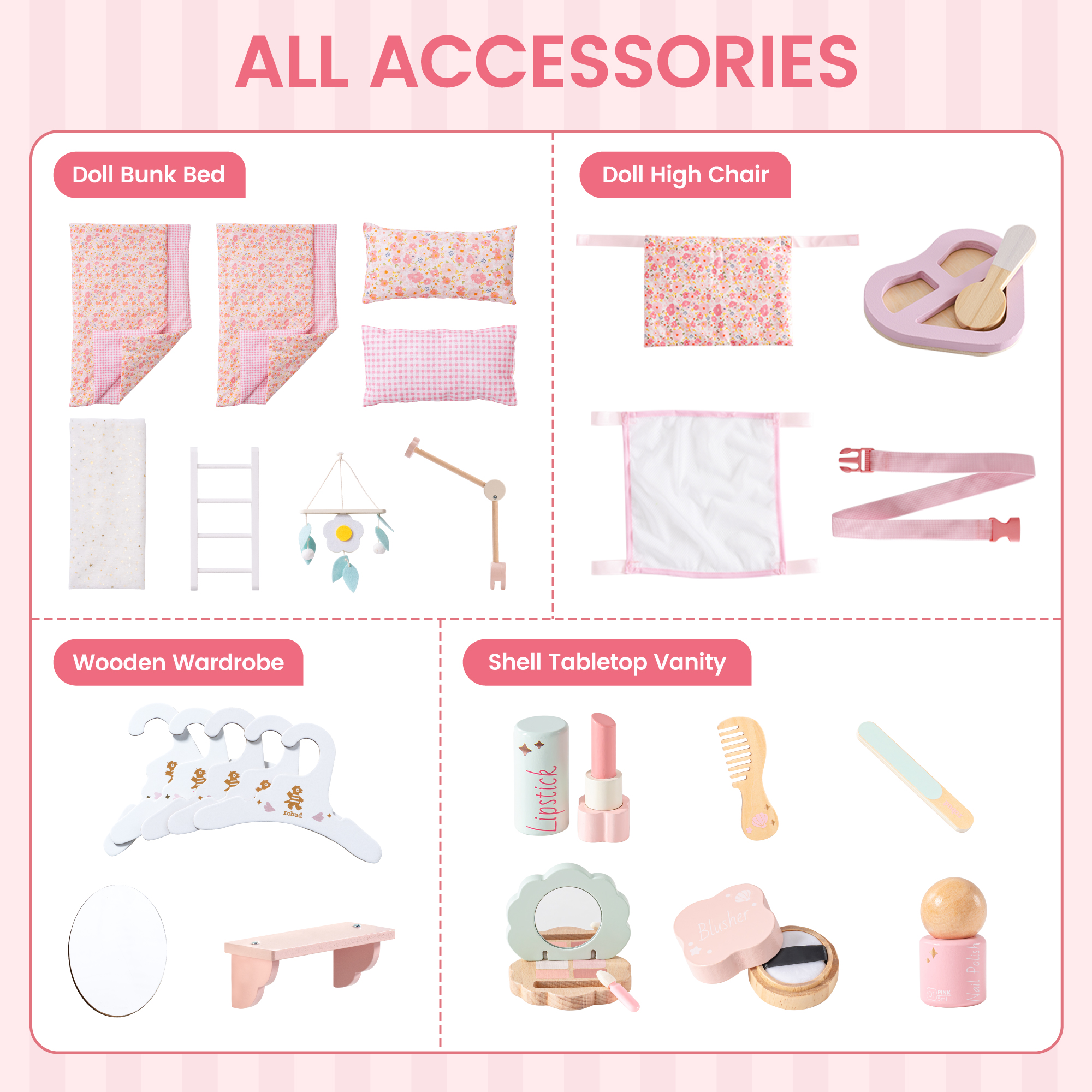 ROBUD Wooden Princess Toy House Series