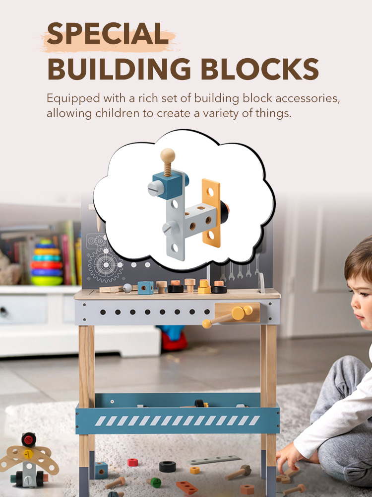 Aazon.co: ROBUD Wooden Play Tool Workbench Set For Kids Toddlers