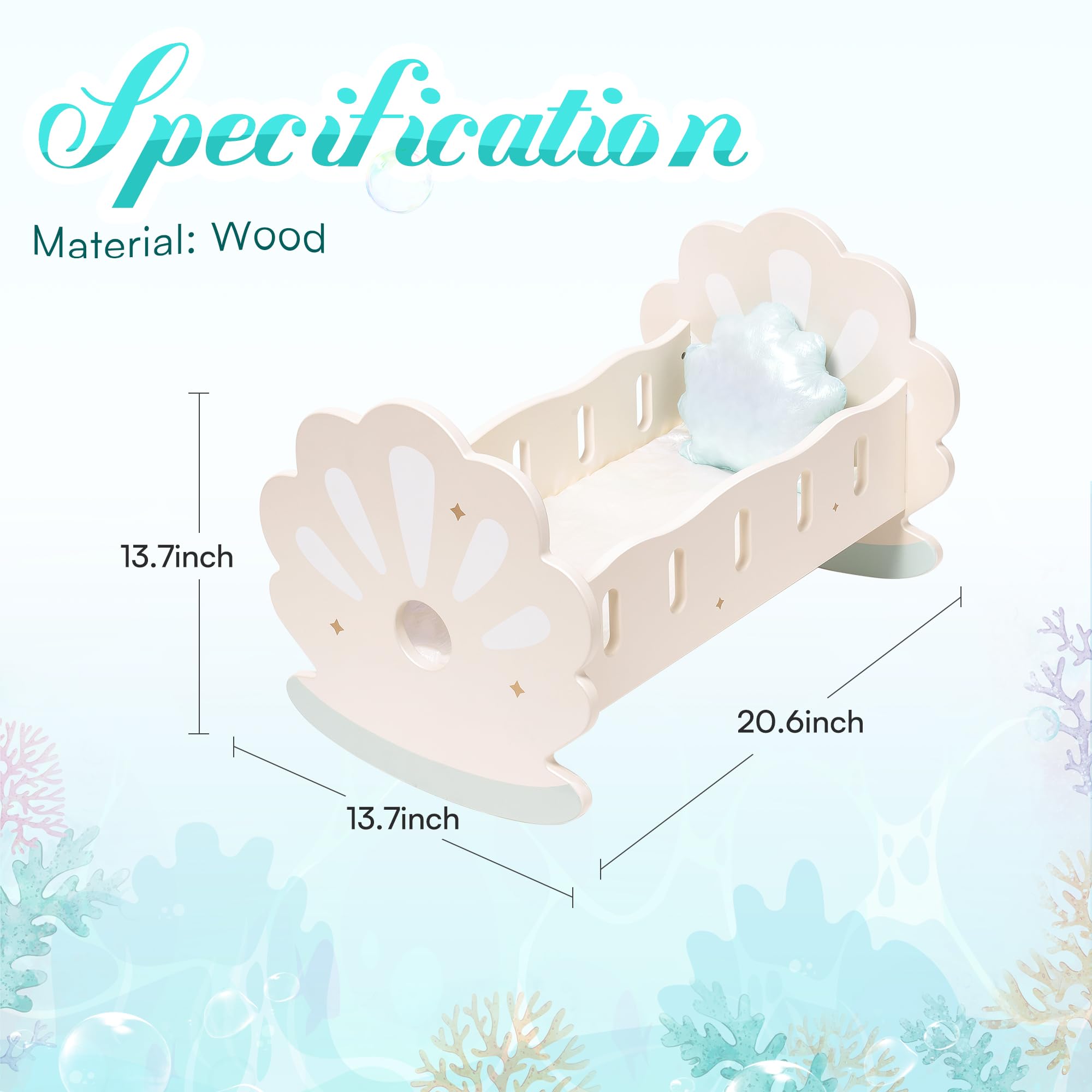 ROBUD Wooden Baby Doll Crib