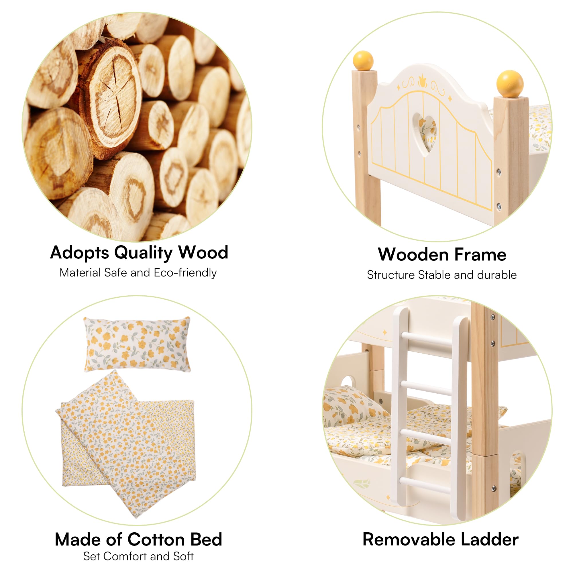 ROBUD Wooden Baby Doll Bed