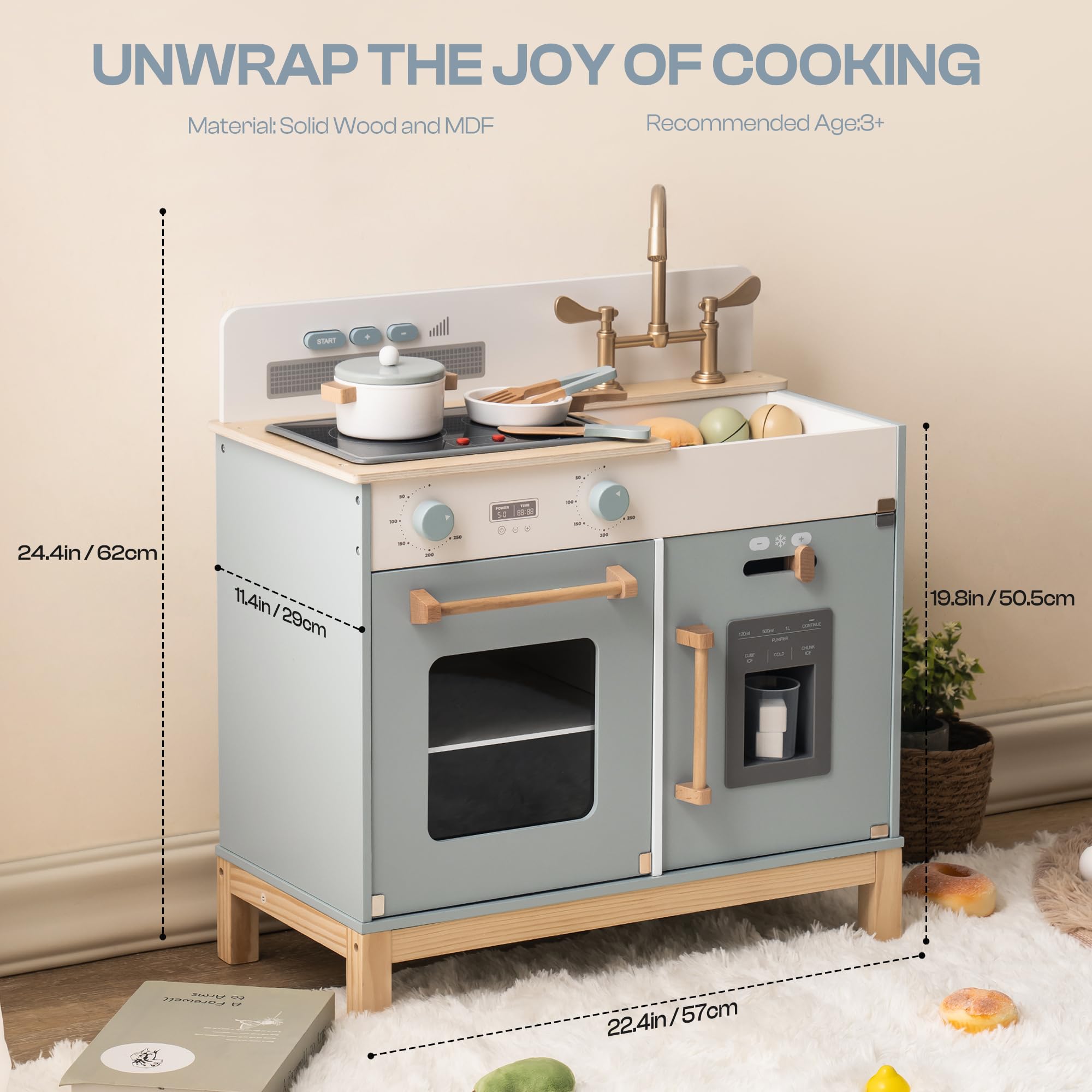 ROBUD Cucina Giocattolo In Legno Per Bambini, Forno Giocattolo, Accessori Da Cucina Per Bambini, Forno Con Stufe E Cibo Da Gioco, Cupcake, Vassoio, Set Da Cucina In Legno Per Bambini Ragazze Ragazzi