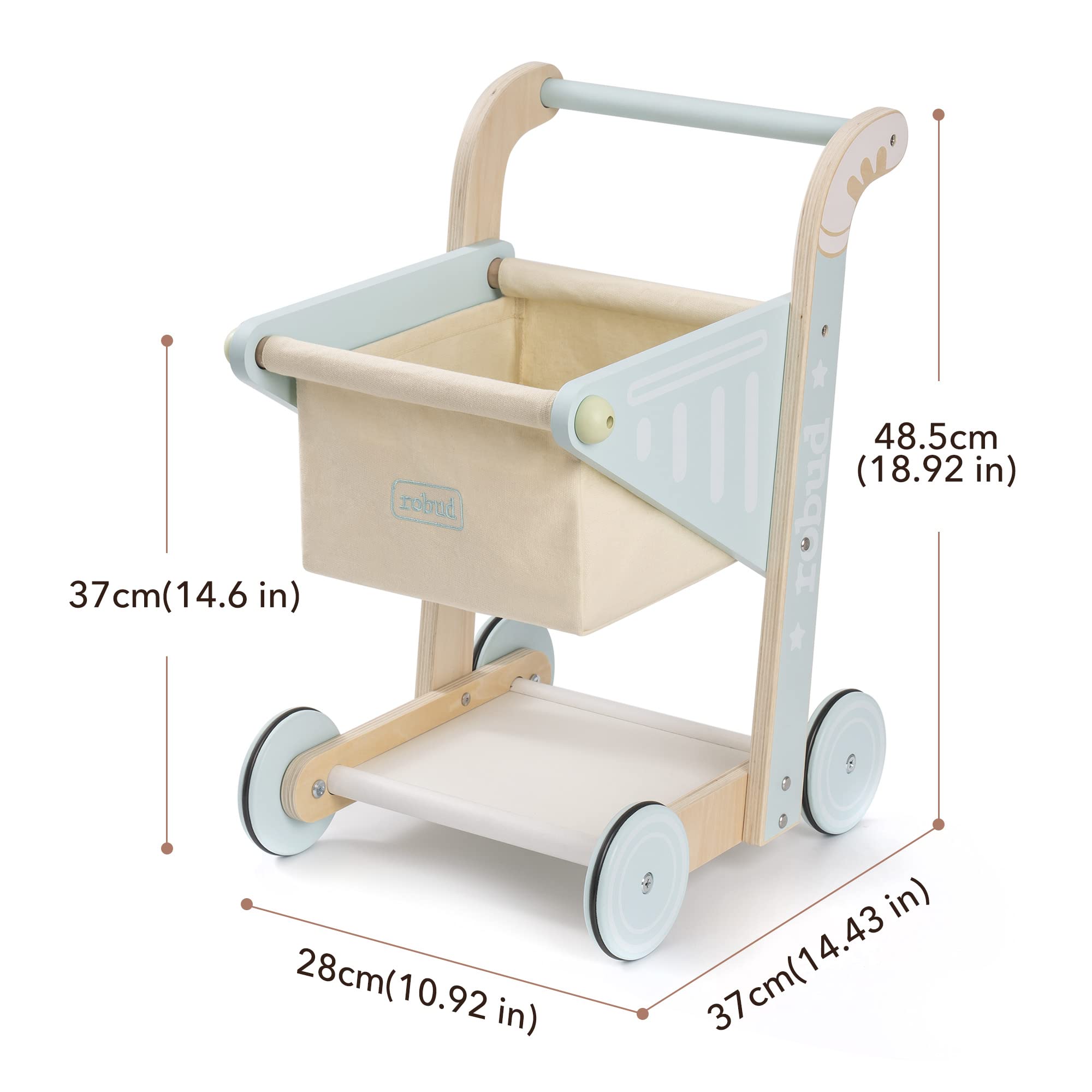 ROBUD Wooden Baby Push Walker - Shopping Cart