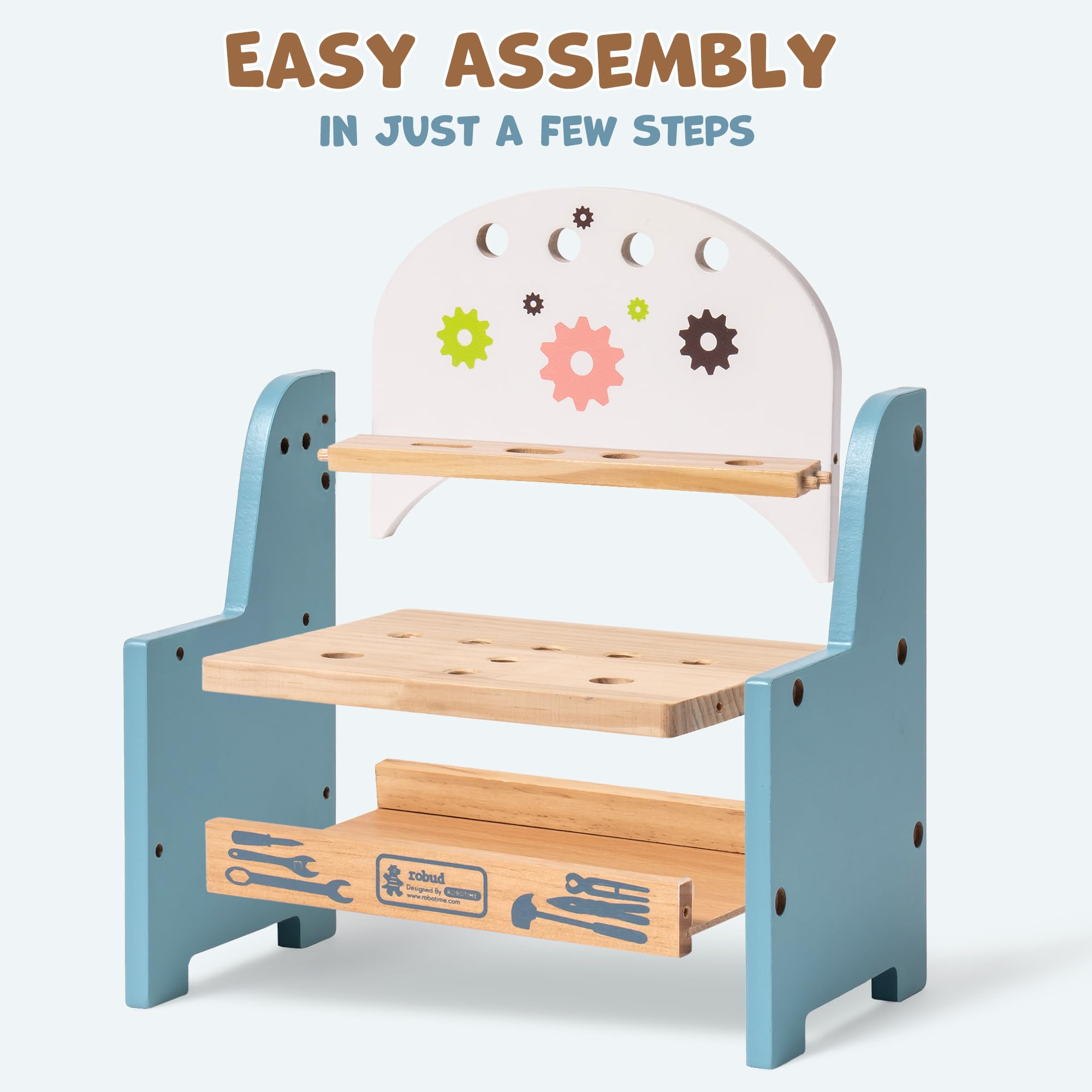 ROBUD Mini Wooden Play Tool Workbench Set