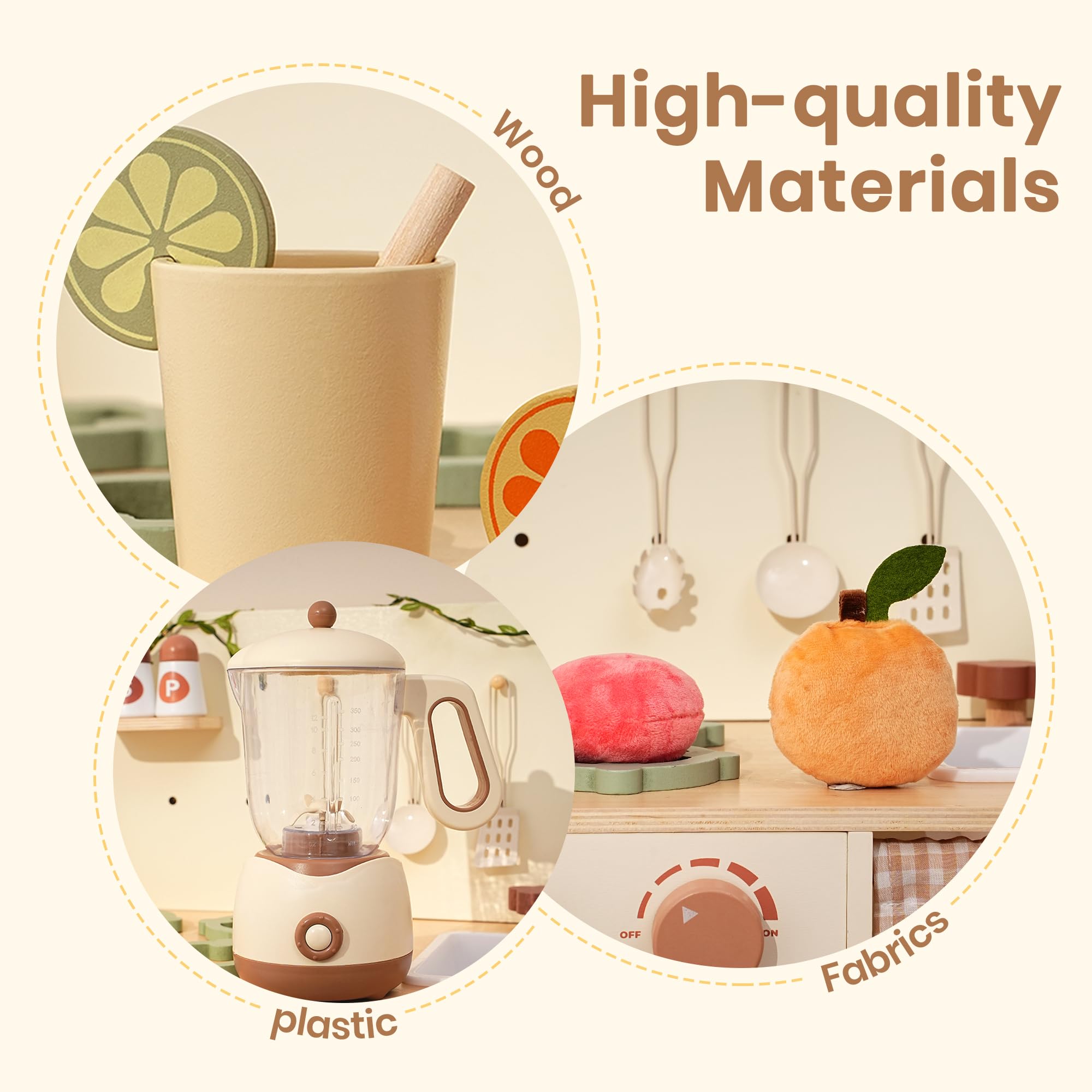 ROBUD Pretend Play Kitchen Appliances, Kids Play Kitchen Toy Food Set