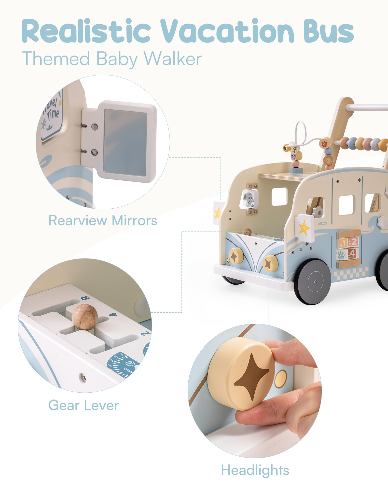 ROBUD Girello 2 In 1 Con Passeggino - Giocattolo Montessori Per Bambini 10+ Mesi Con Freni Sicuri - Foto 12