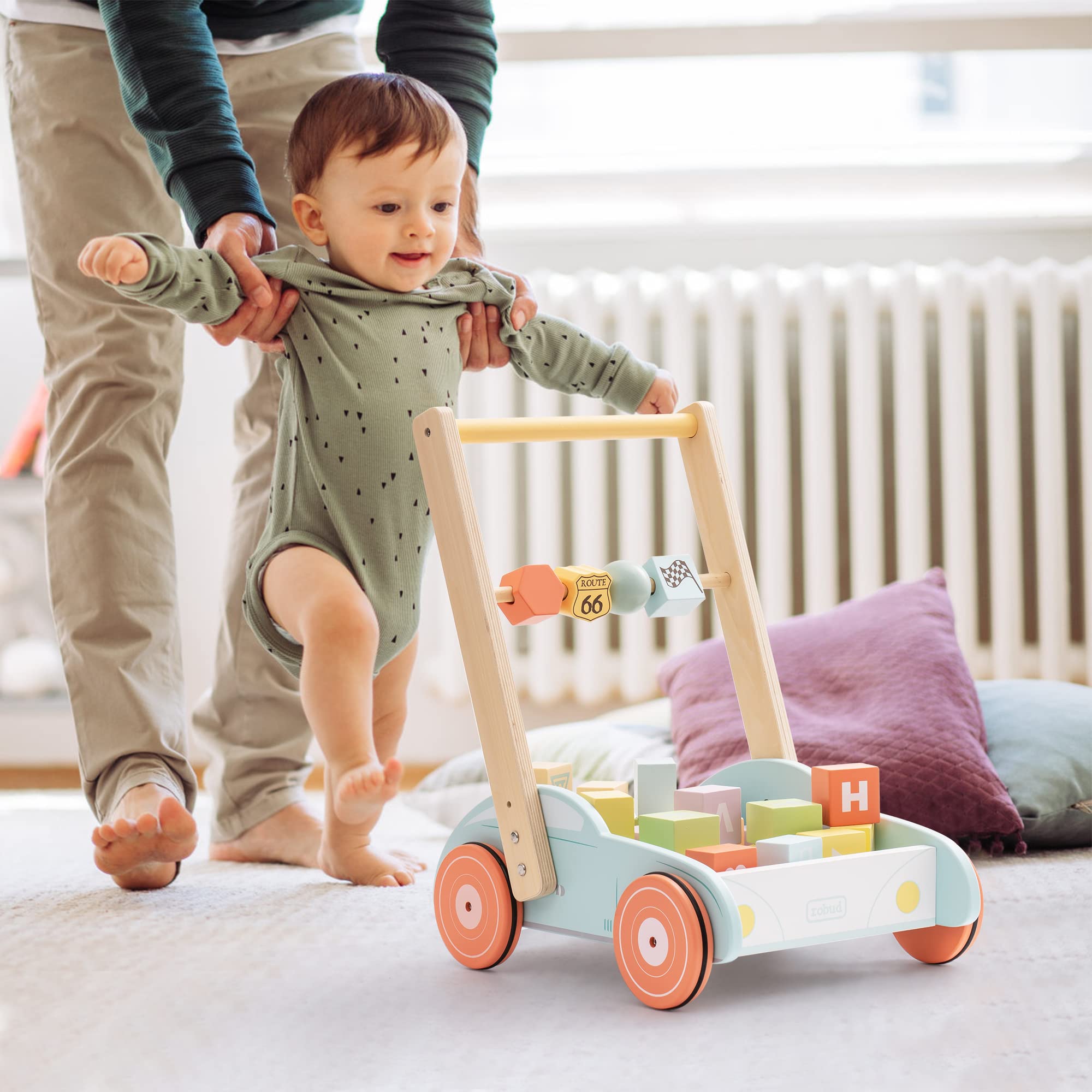 ROBUD Wooden Baby Push Walkers Toys