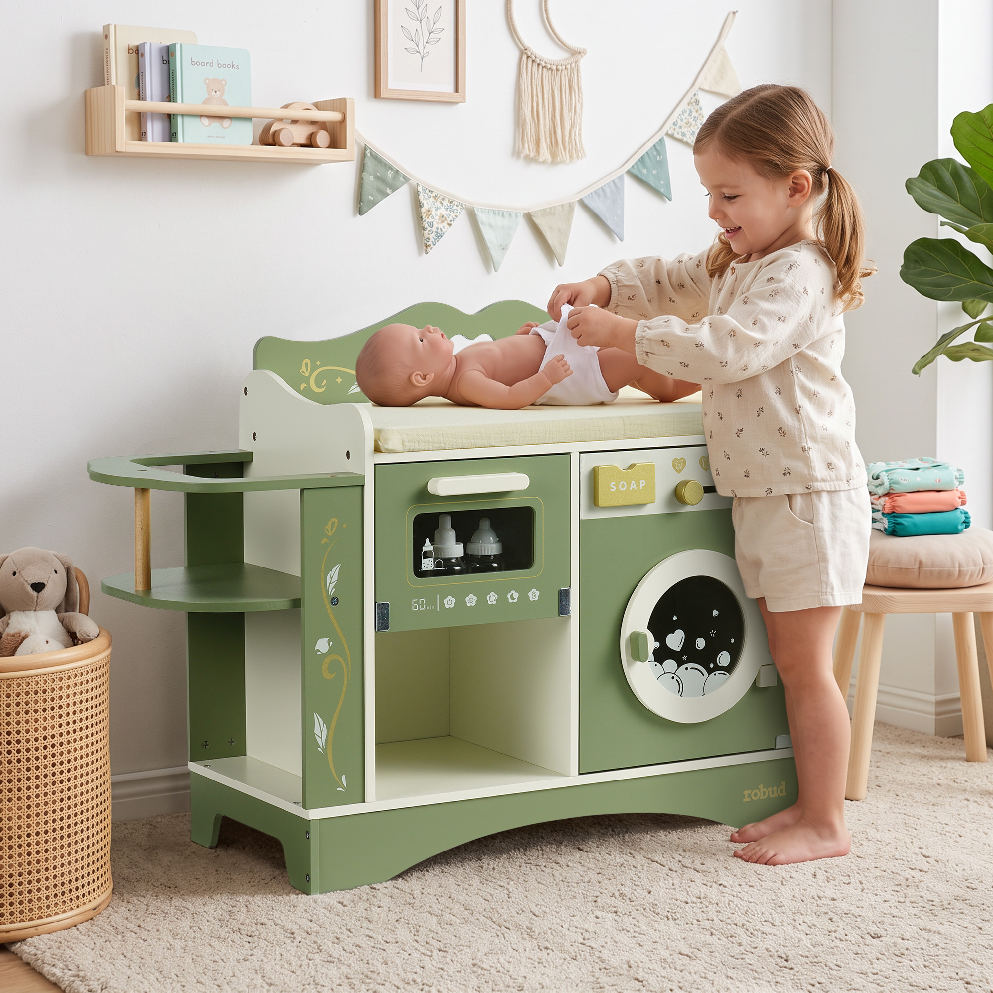 ROBUD 6-in-1 Baby Doll Changing Table - Green