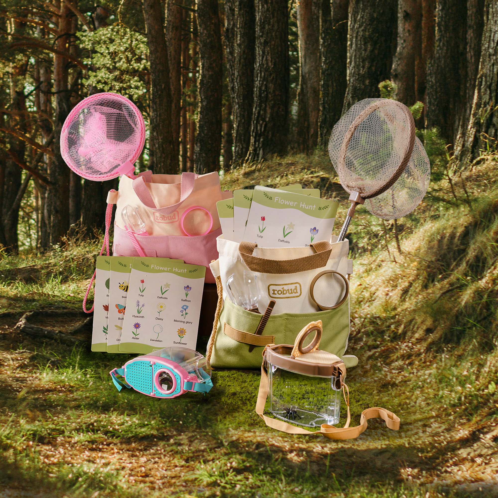 ROBUD Dual Kids Outdoor Explorer Kit - Pink & Green