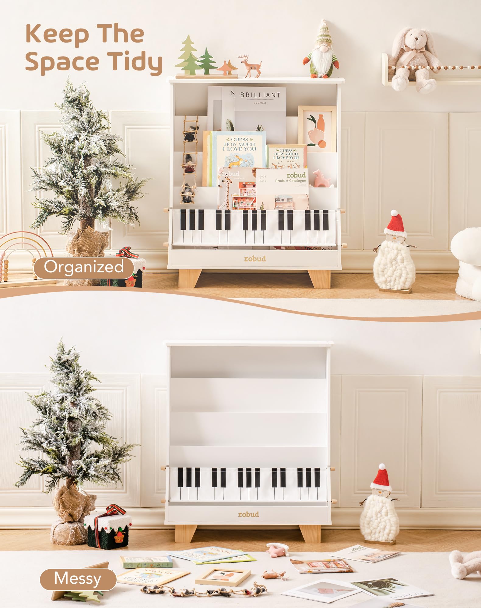 ROBUD Wooden Kids Bookshelf - Piano