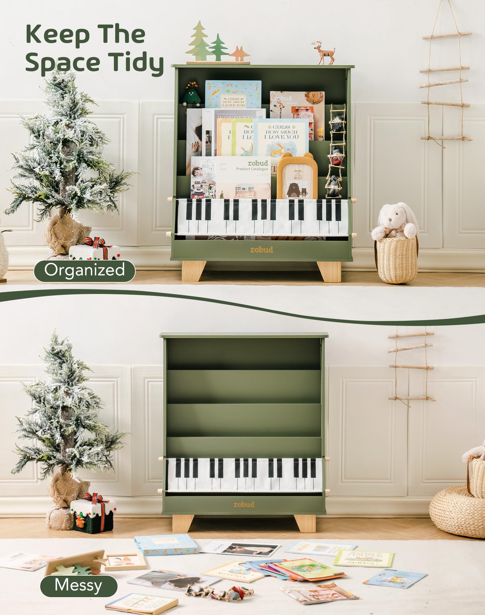 ROBUD Wooden Kids Bookshelf - Piano
