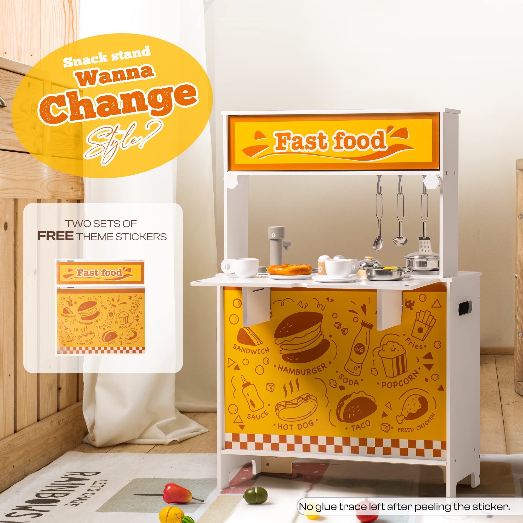 ROBUD Wooden Kids Play Kitchen Set - DIY Stickers