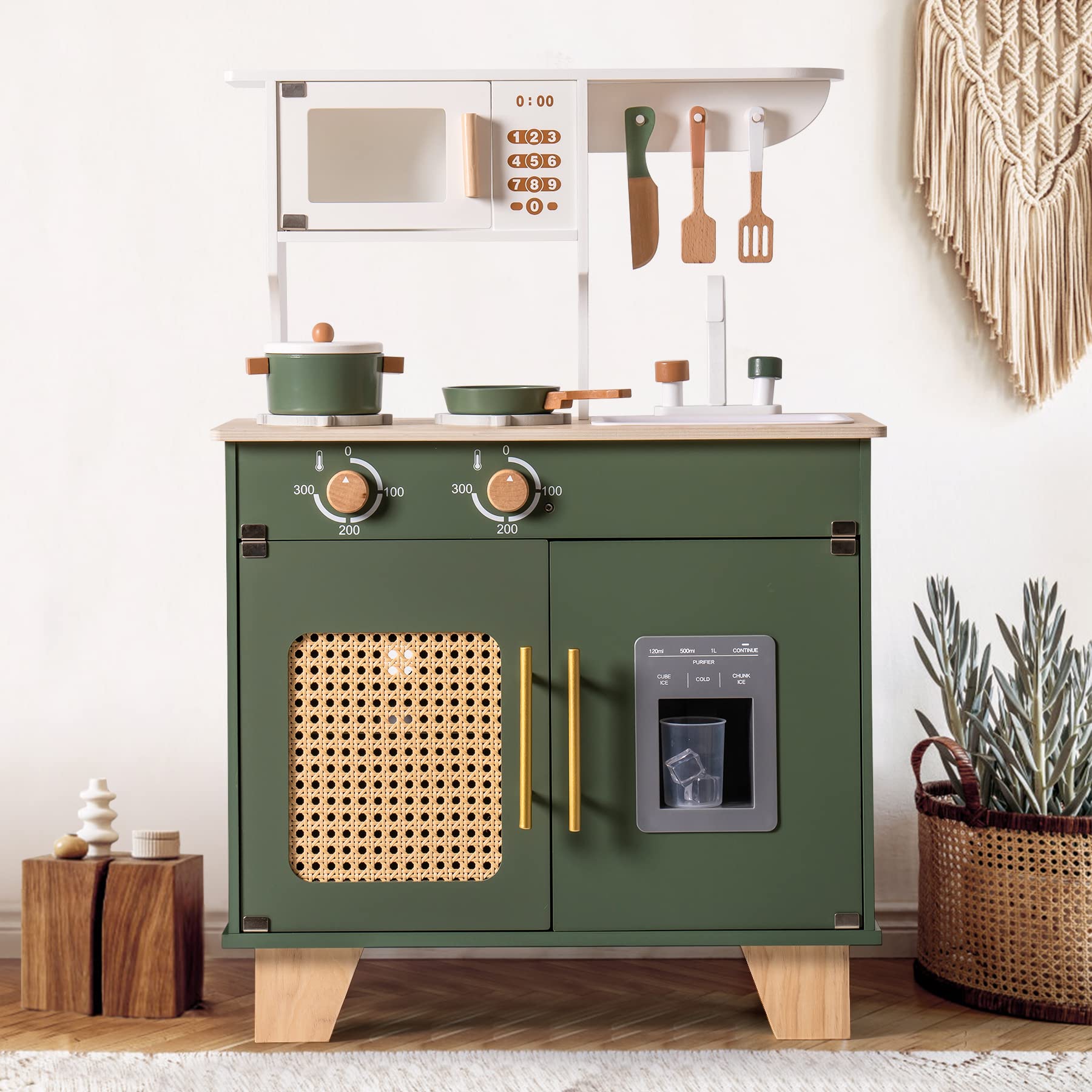 ROBUD Wooden Kids Play Kitchen Set - Vintage Green