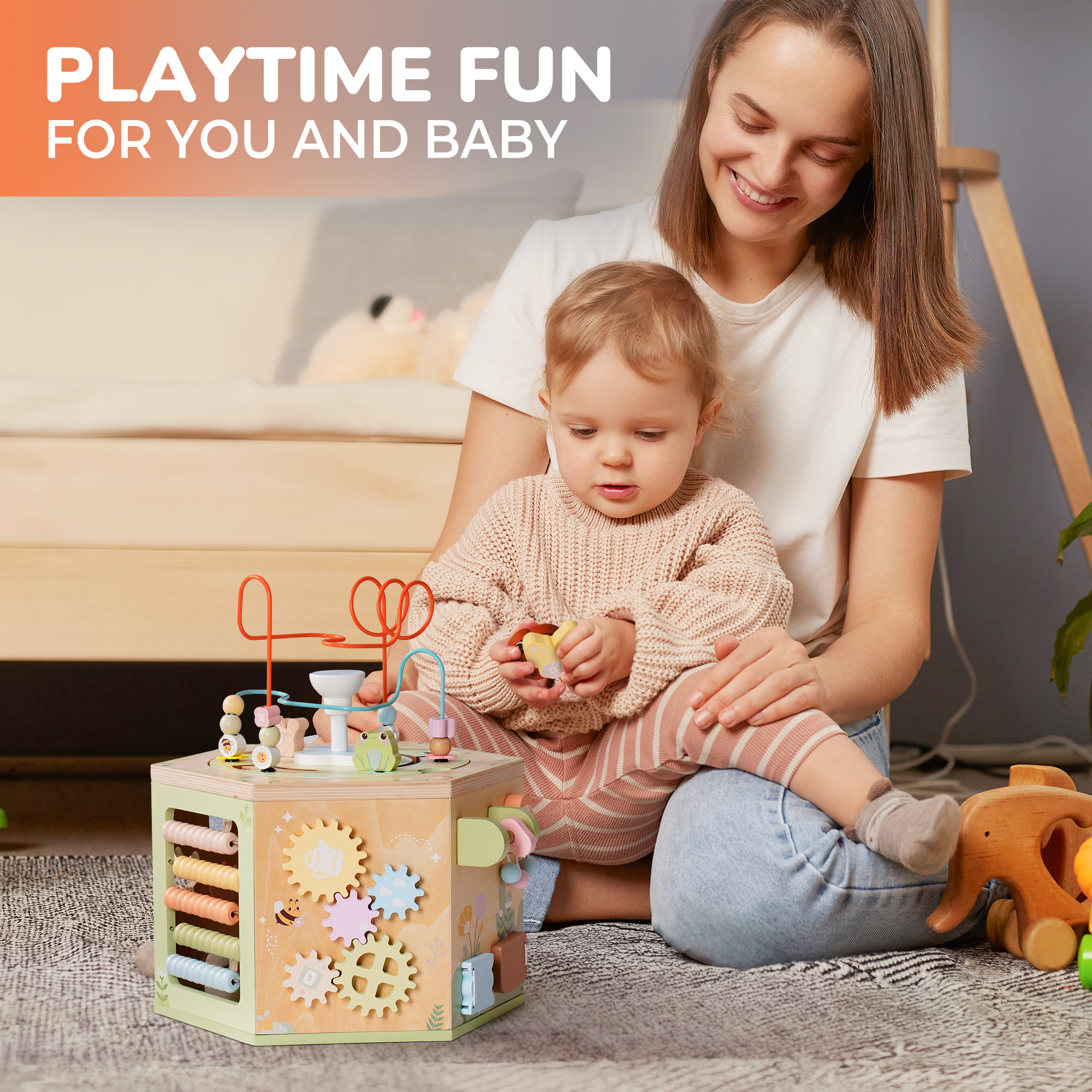 ROBUD Wooden 13 in 1 Activity Cube