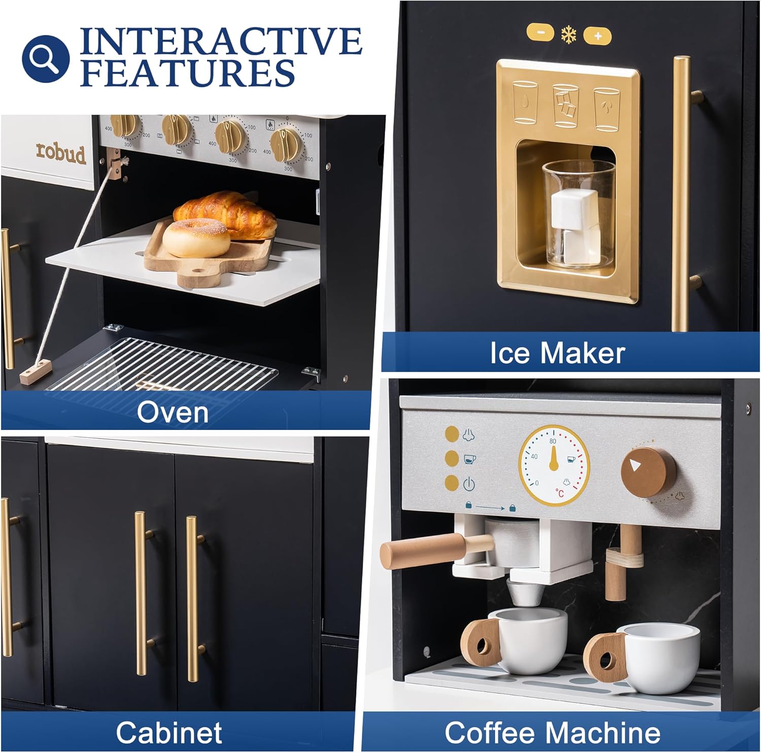 Modern Play Kitchen for Kids Black