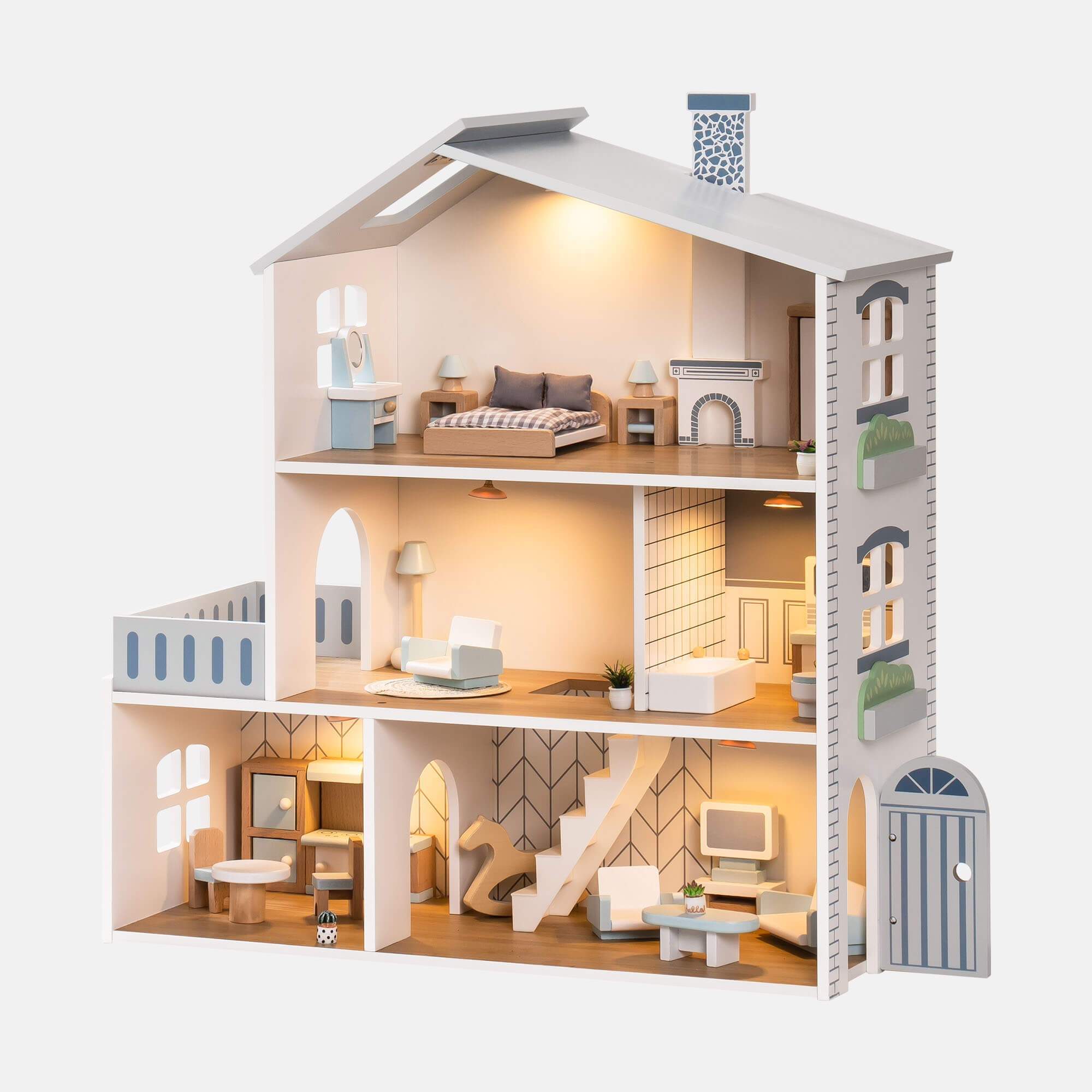 Casa Delle Bambole A 3 Piani In Legno 60x30x90 Cm - Foto 5