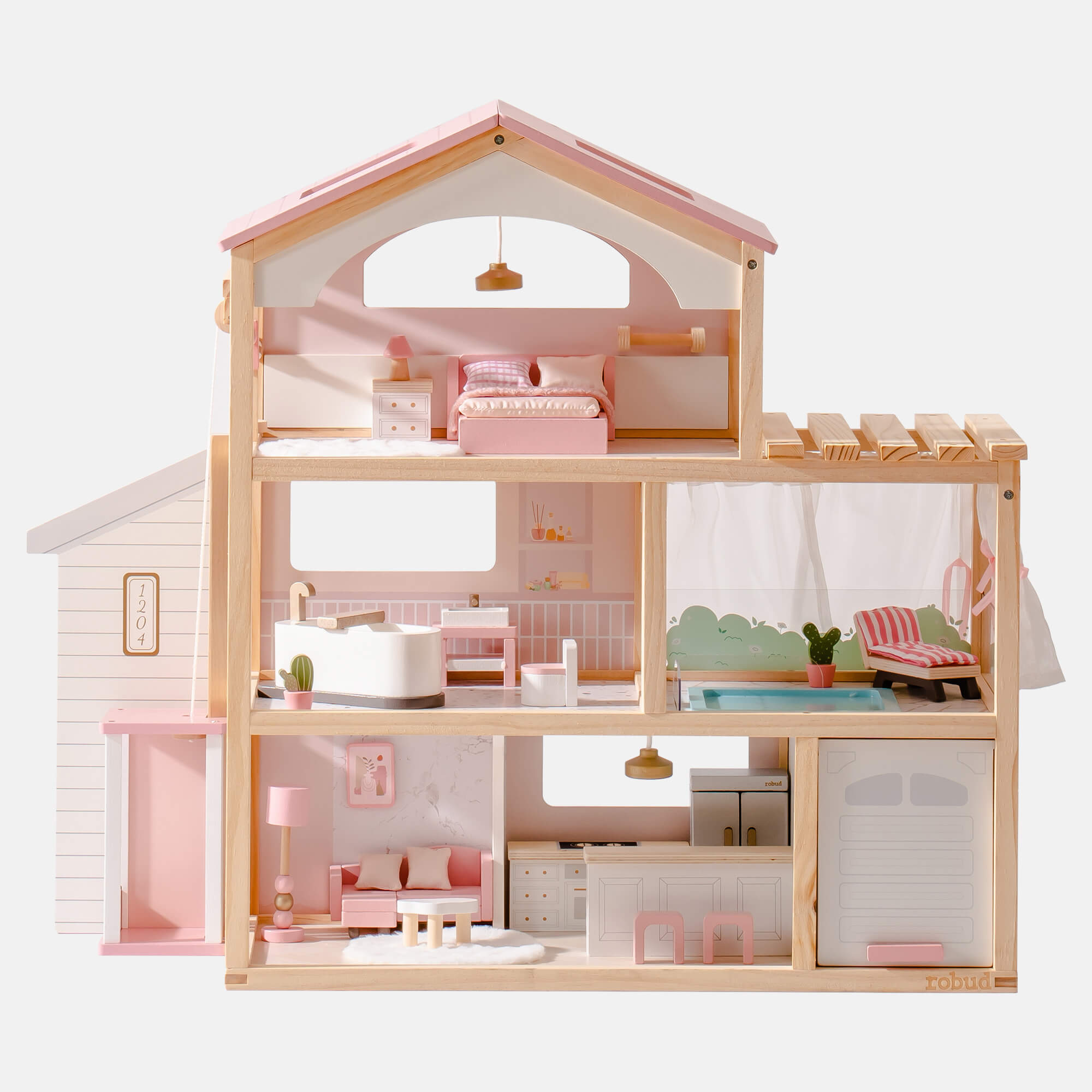 ROBUD Wooden Doll House - Dreamy Pink