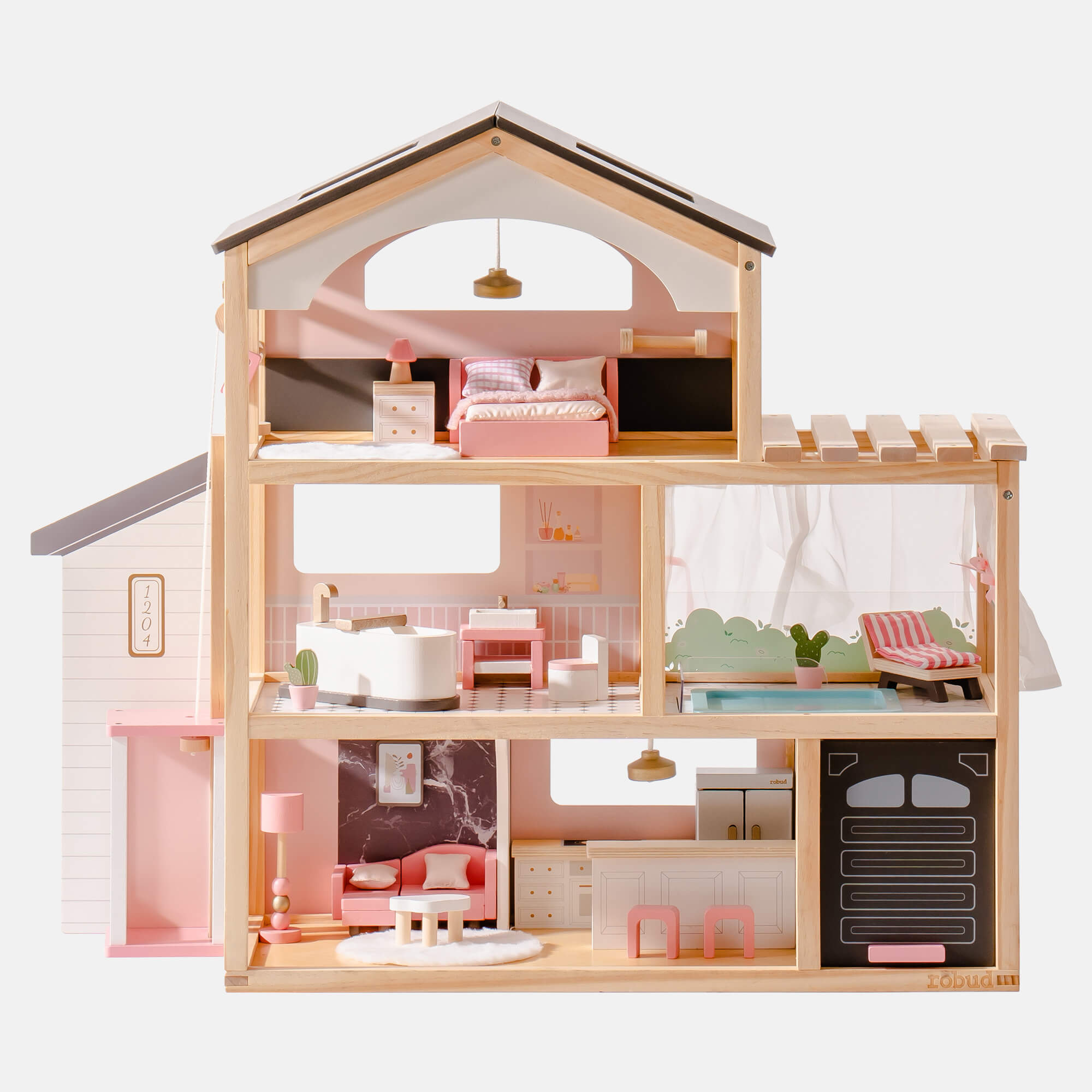 ROBUD Wooden Dollhouse - Florida Black
