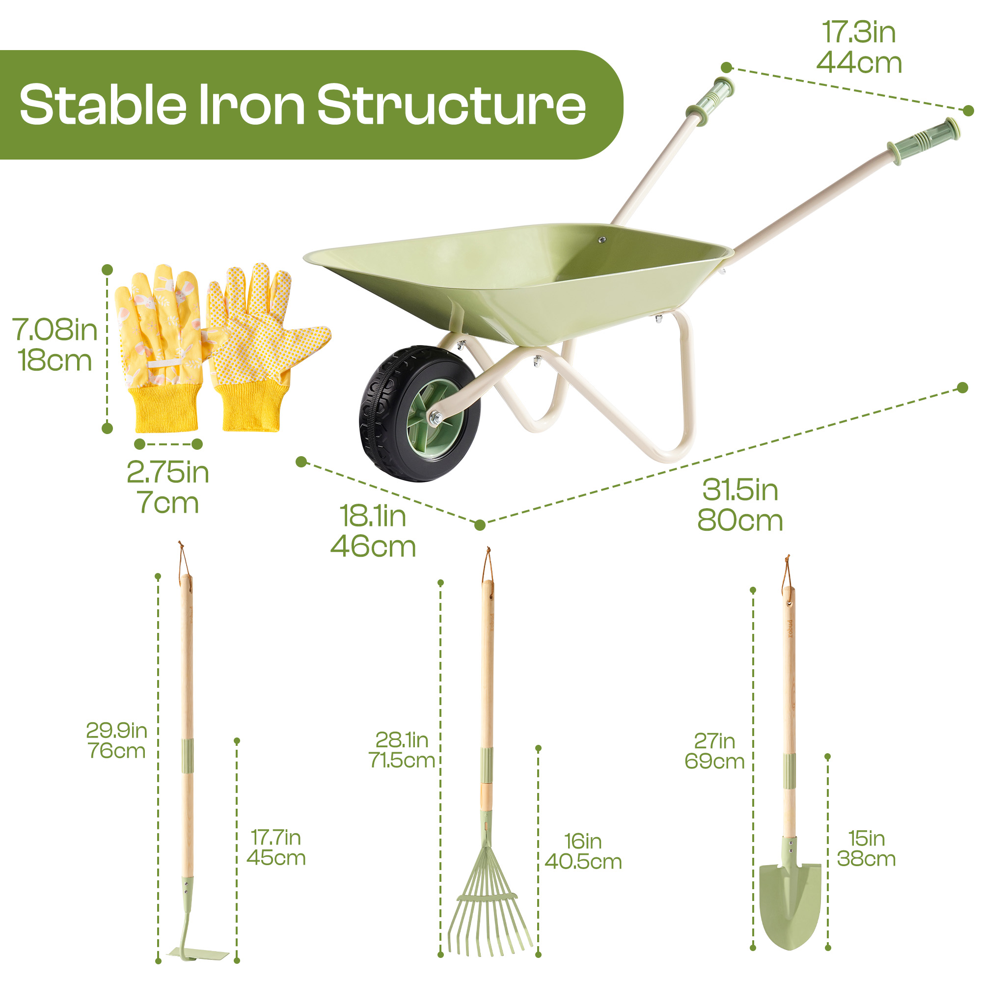 ROBUD Kids Wheelbarrow Set