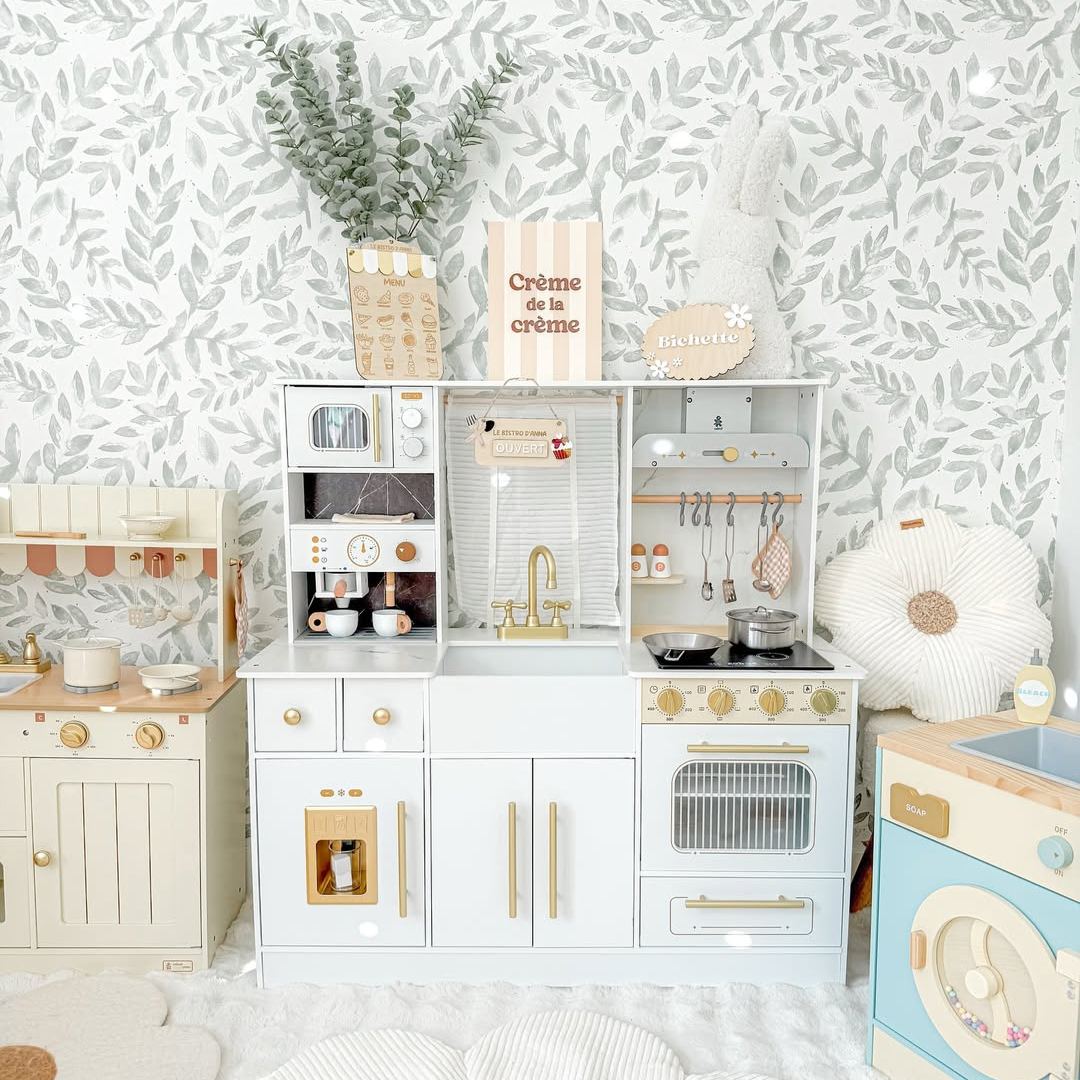 ROBUD Modern Play Kitchen for Kids - White